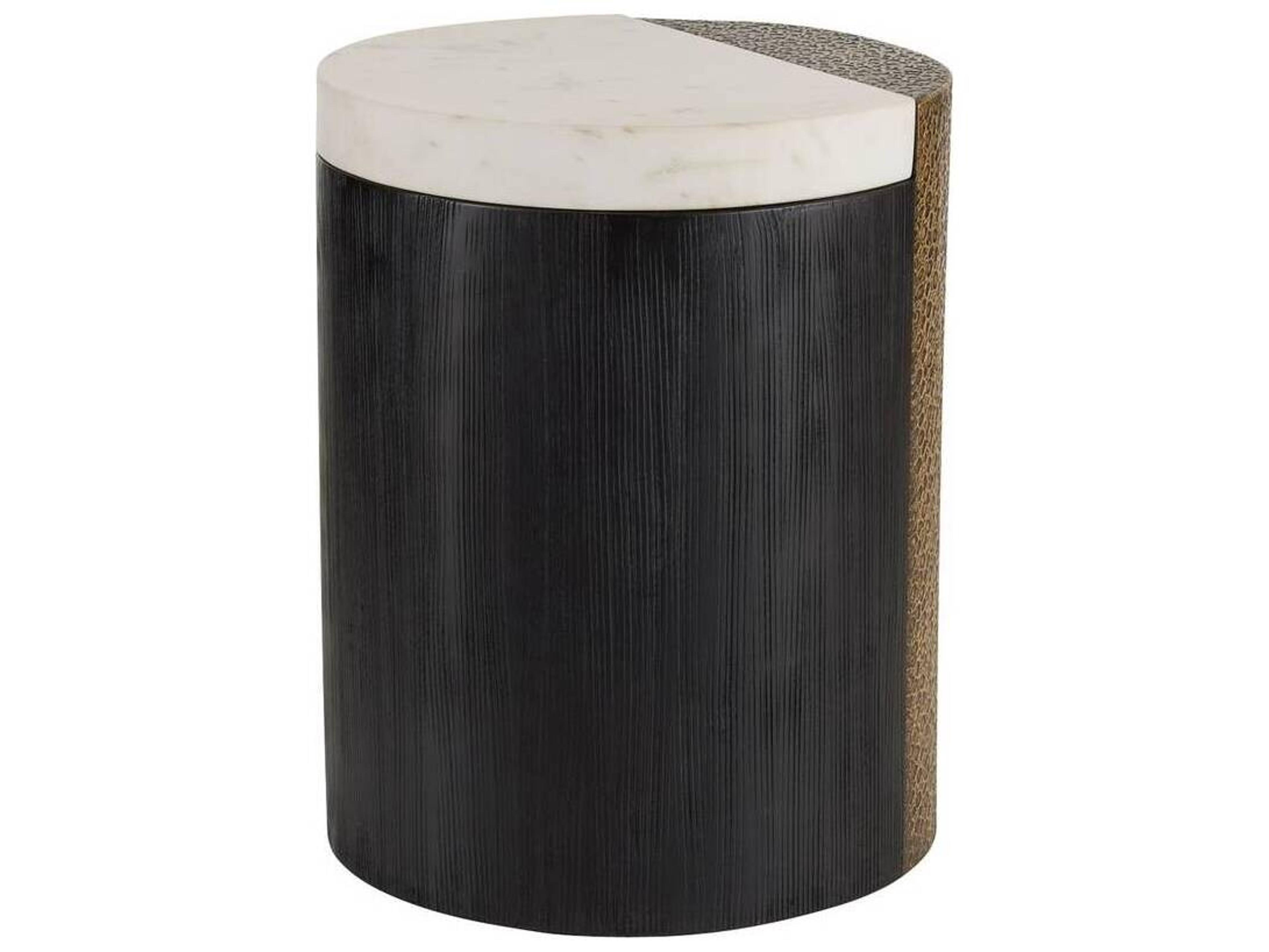 Arteriors Home Round Marble White Antique Brass Celestine End Table