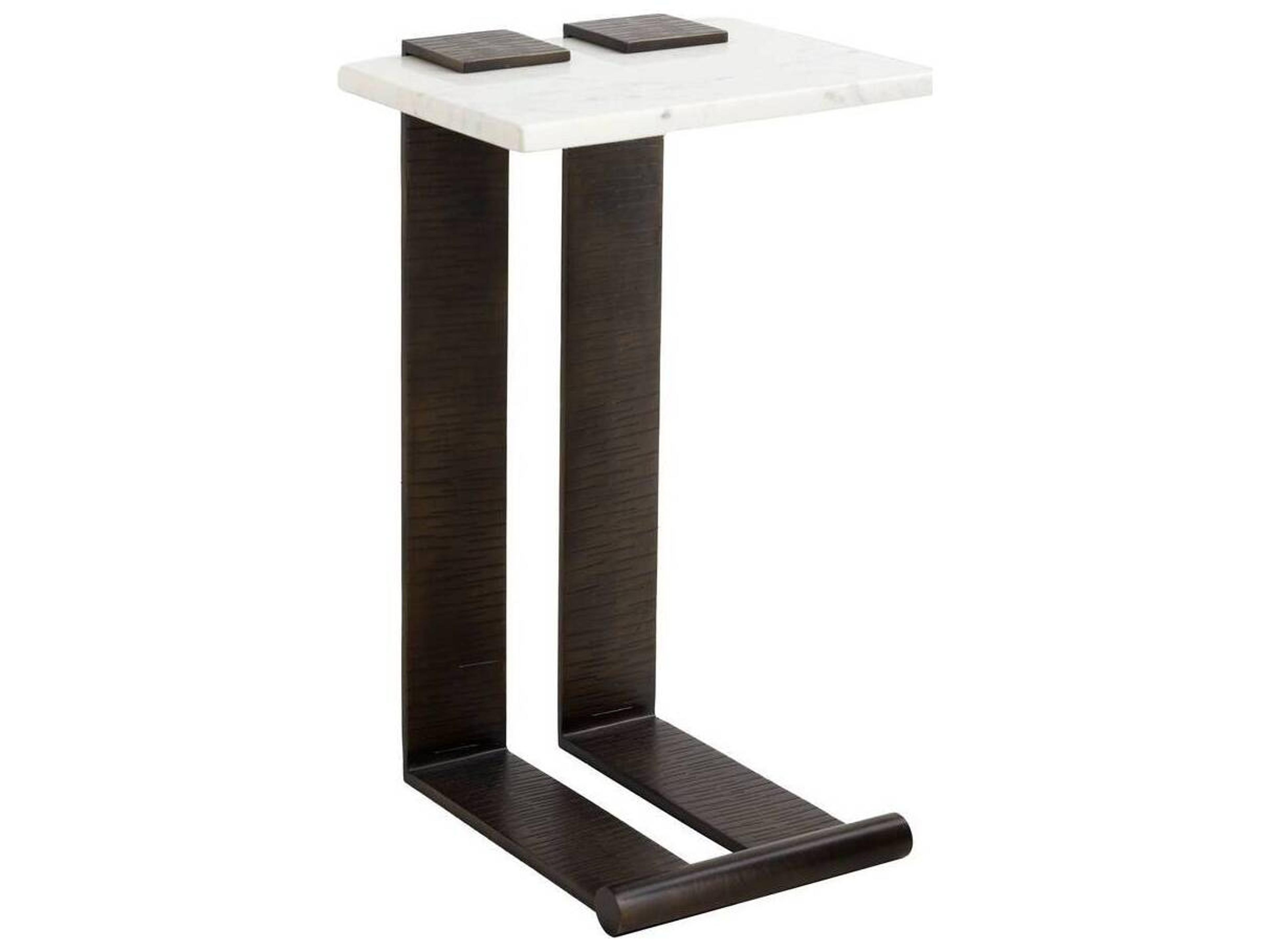 McClain Marble Accent Table Industrial C-Shape