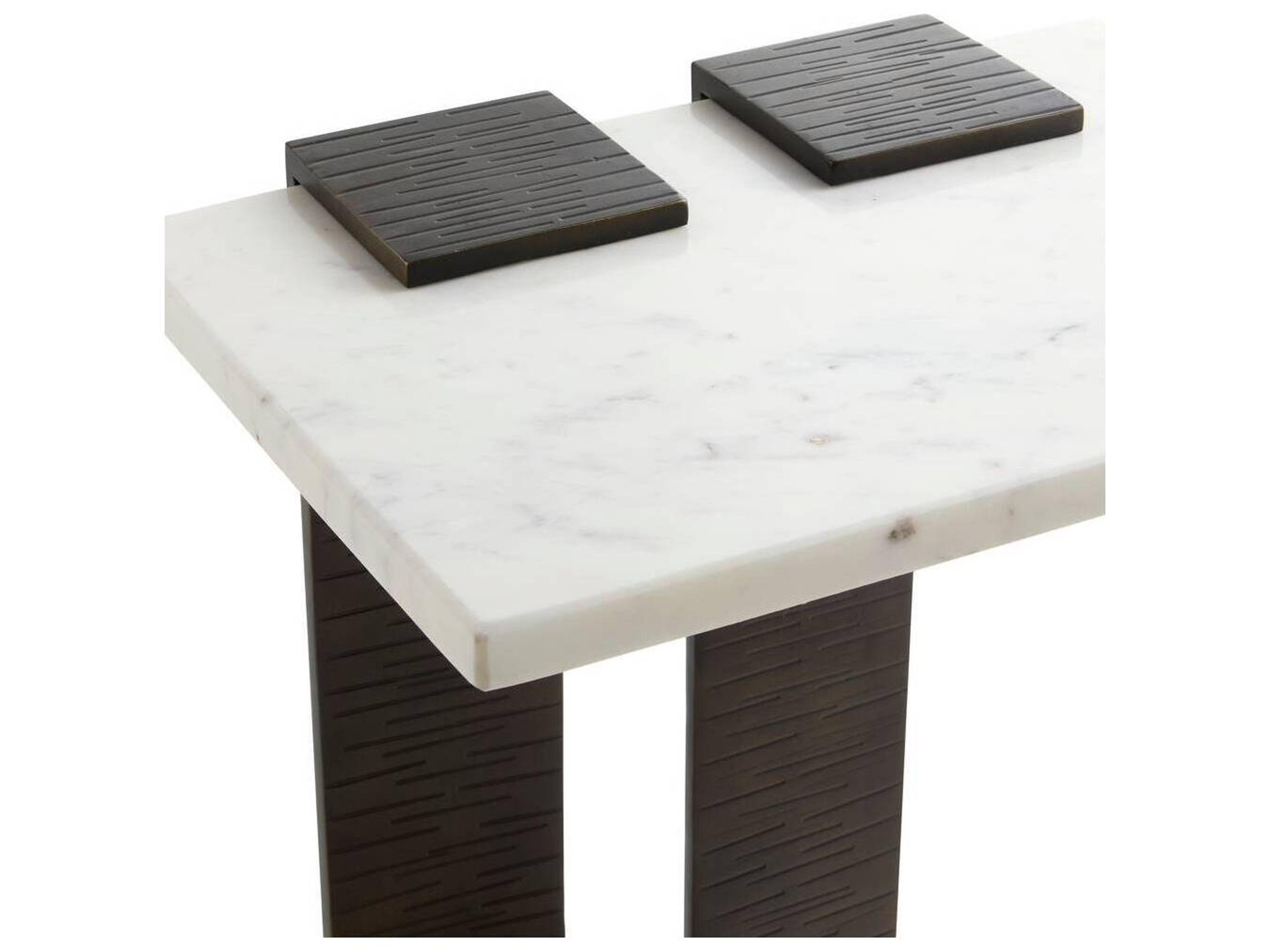 Arteriors Home Rectangular Marble White McClain End Table