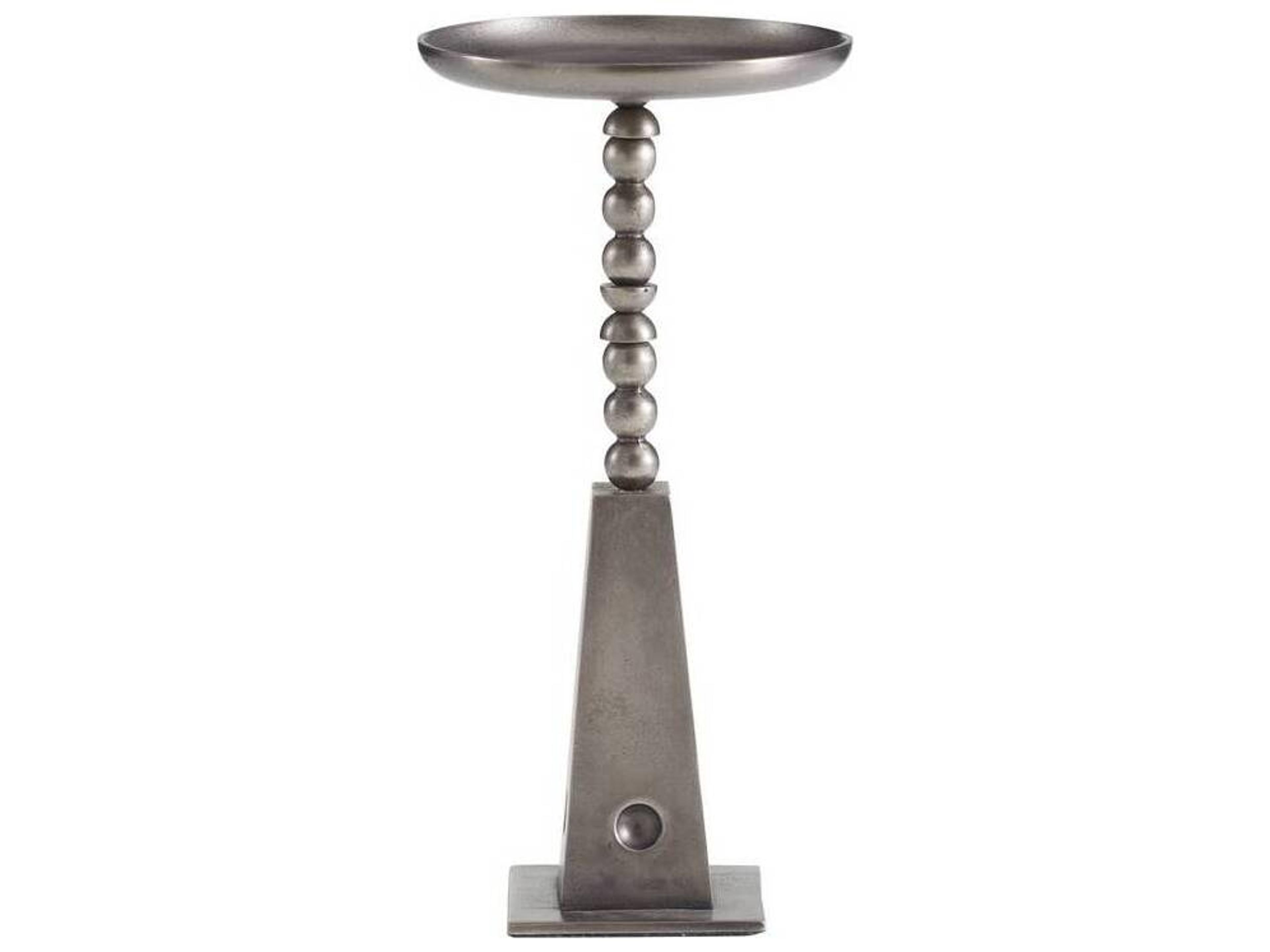 Arteriors Home Round Metal Vintage Nickel Grady End Table