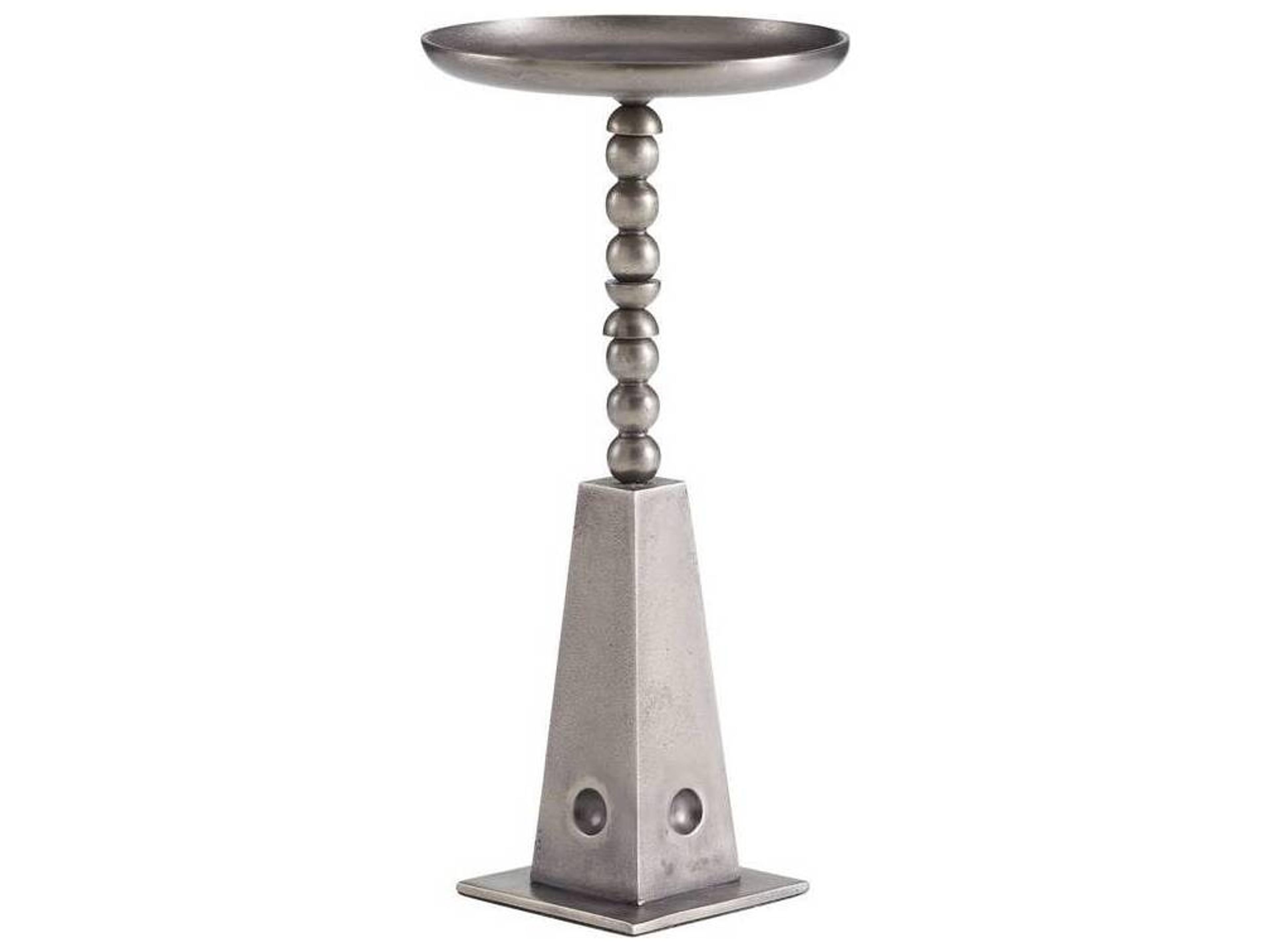 Arteriors Home Round Metal Vintage Nickel Grady End Table