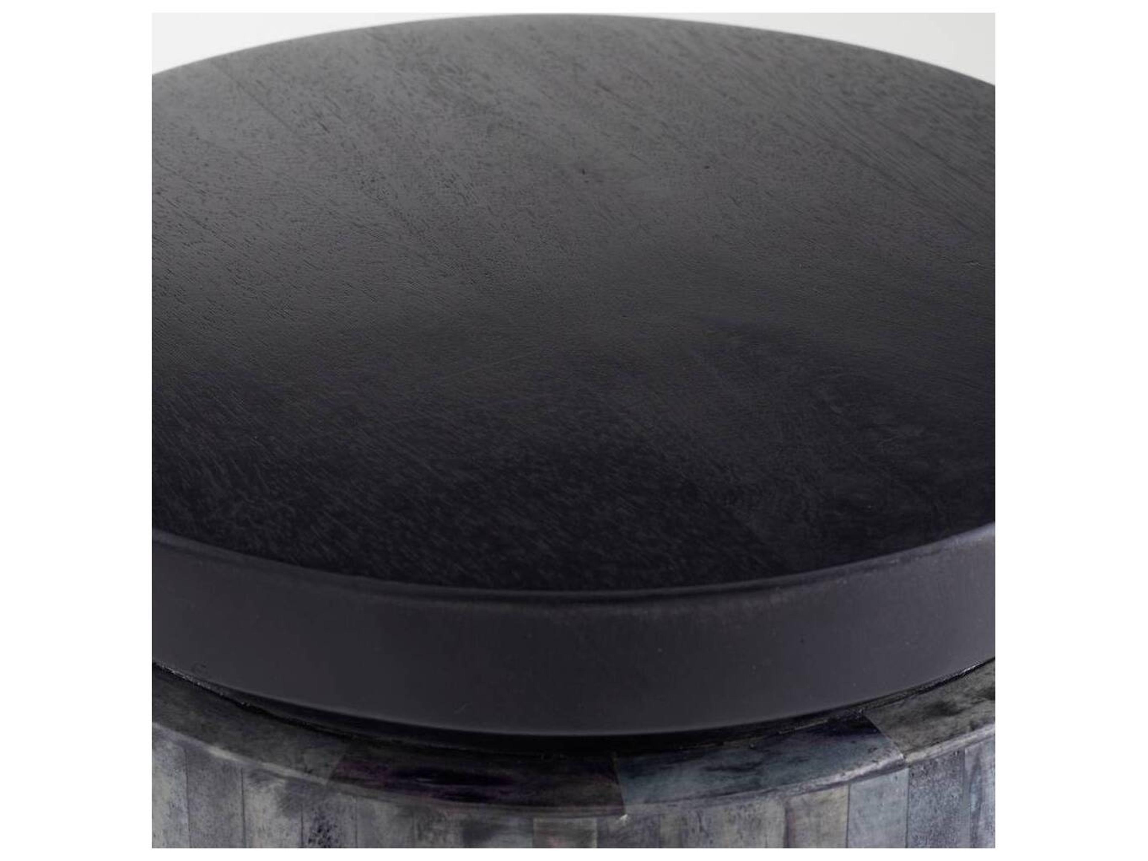 Arteriors Home Round Wood Ebony Natural Gray Garner End Table