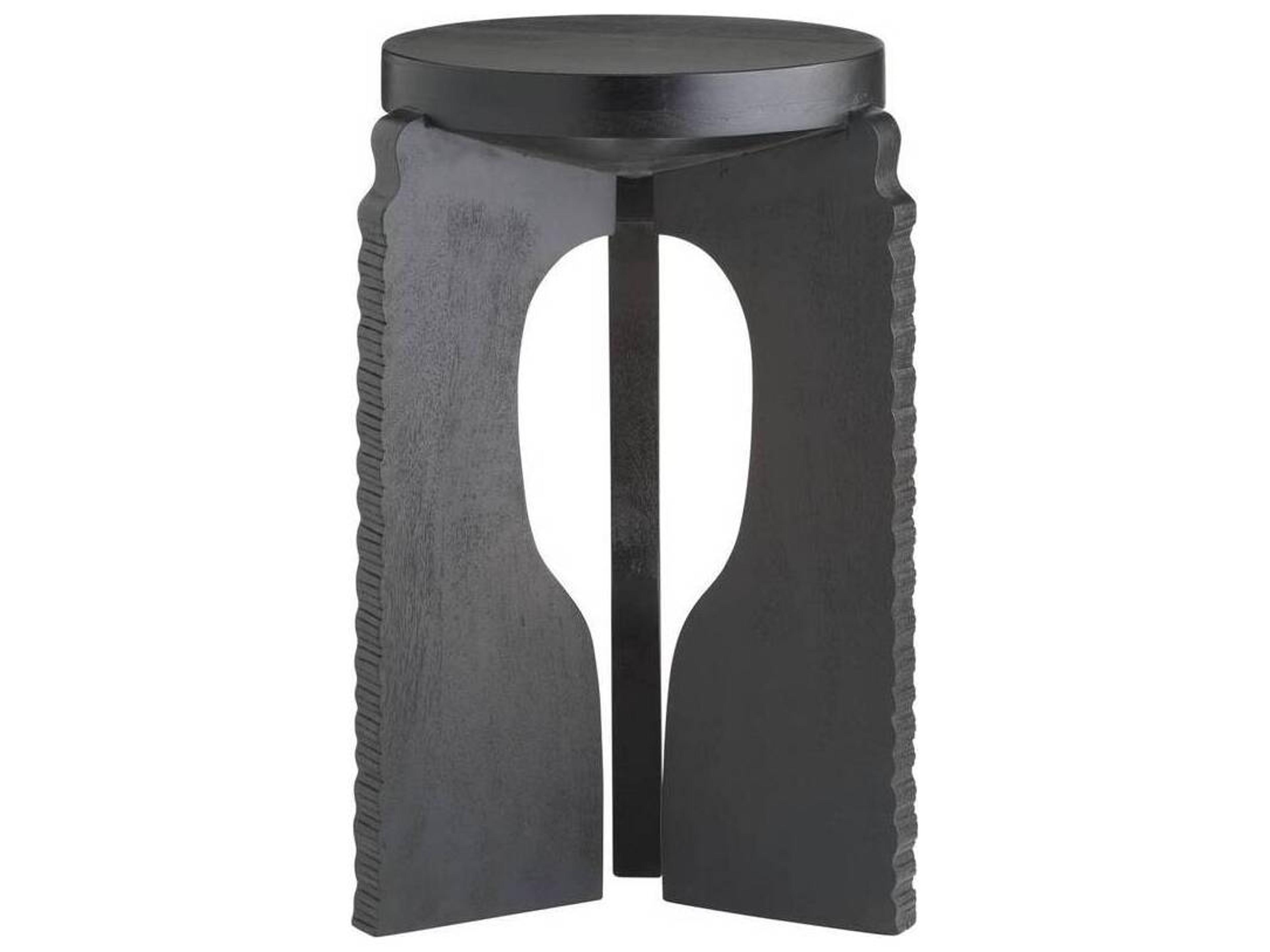 Arteriors Home Knight Round Wood Ebony Black End Table