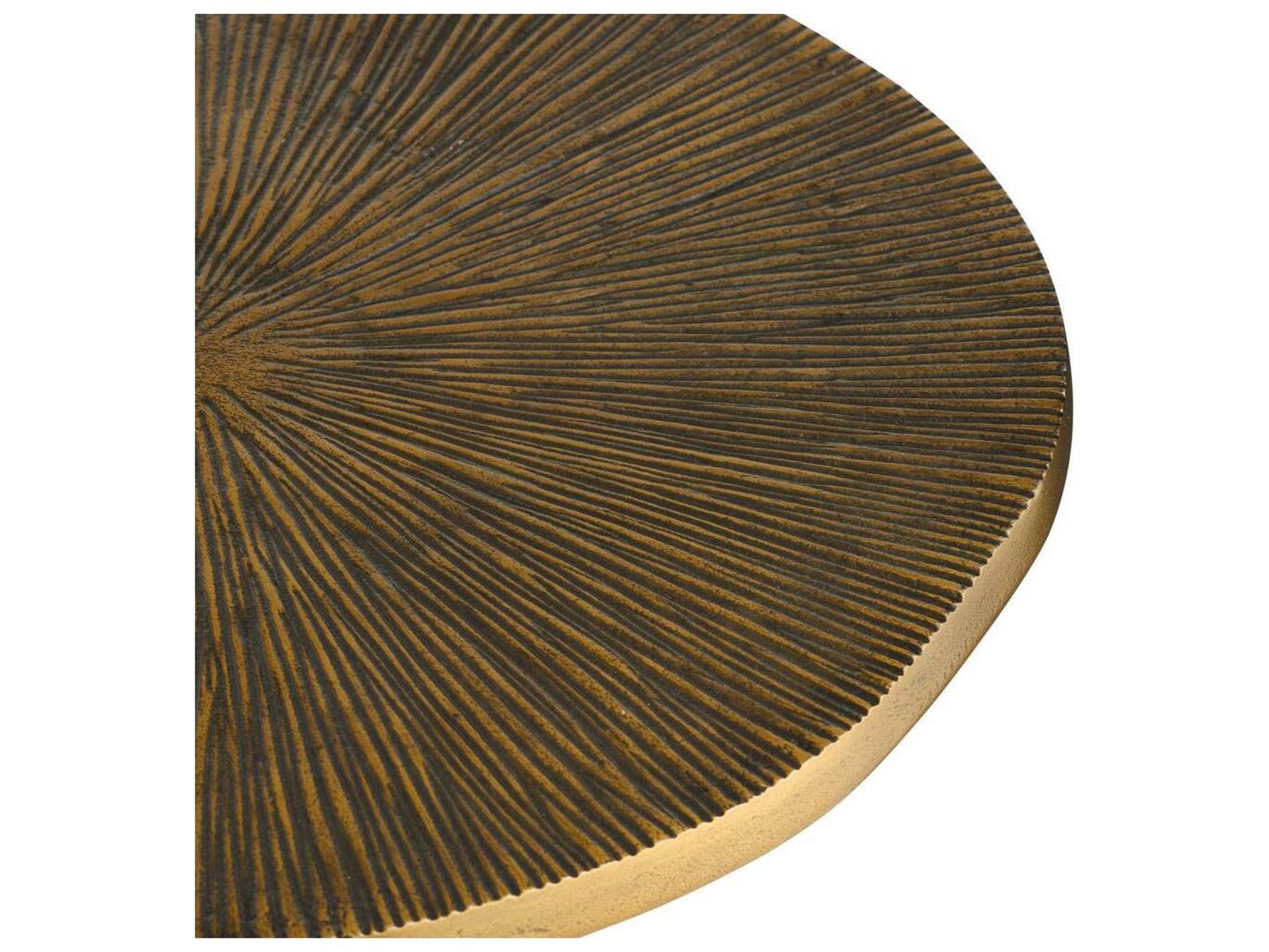 Arteriors Home Katara Round Metal Antique Brass Bronze Gold Black End Table