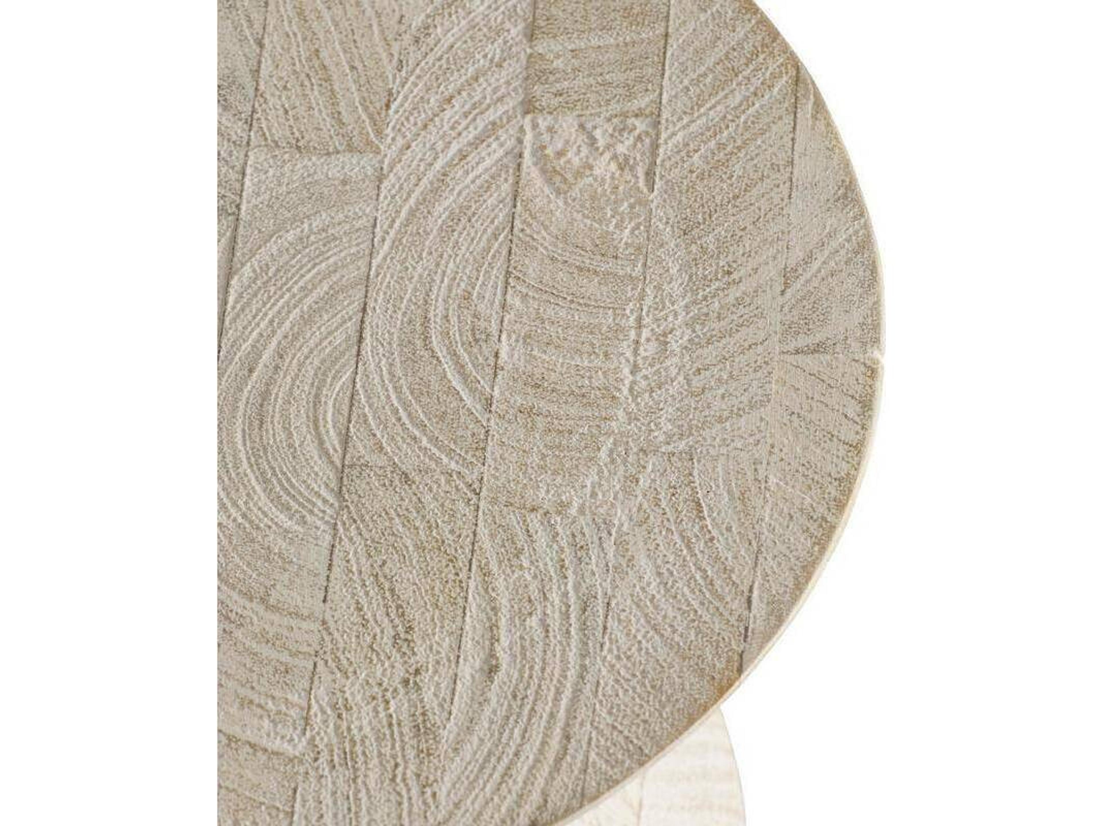 Arteriors Home Joyce Round Wood Whitewash End Table