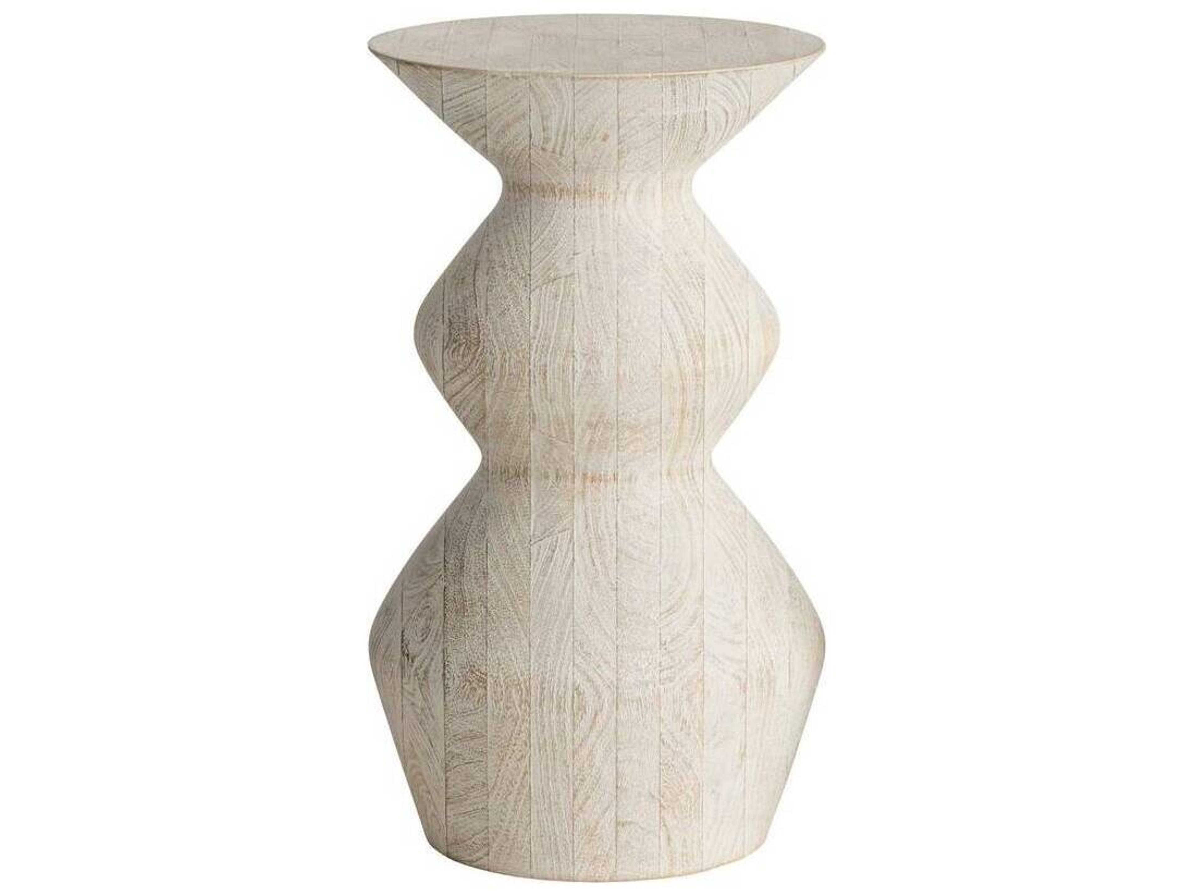 Arteriors Home Joyce Round Wood Whitewash End Table