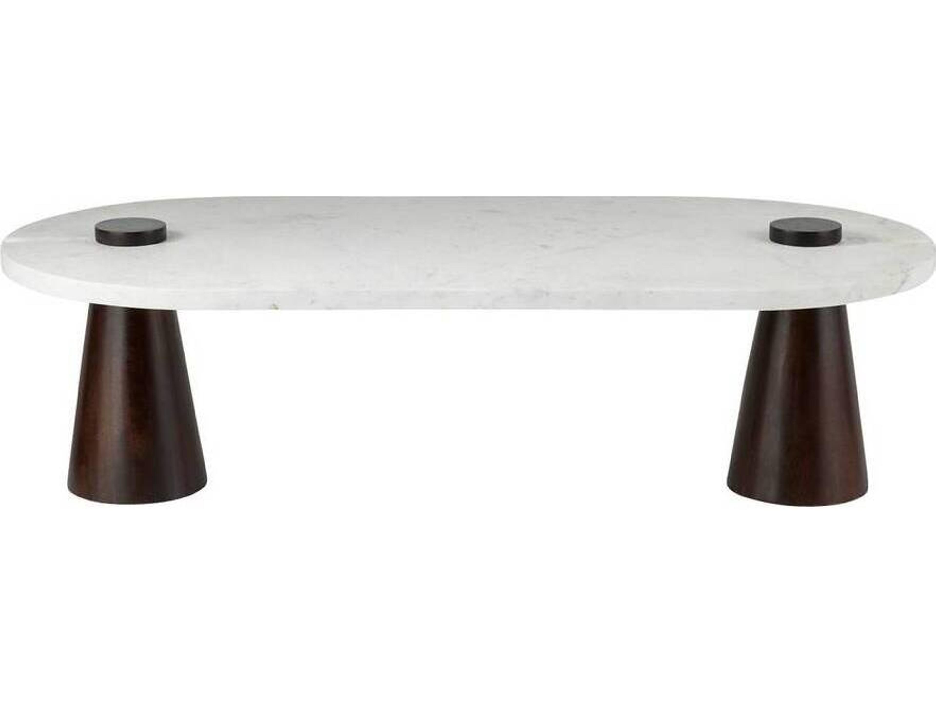 Arteriors Home Oval Marble White Umber Delaney Coffee Table