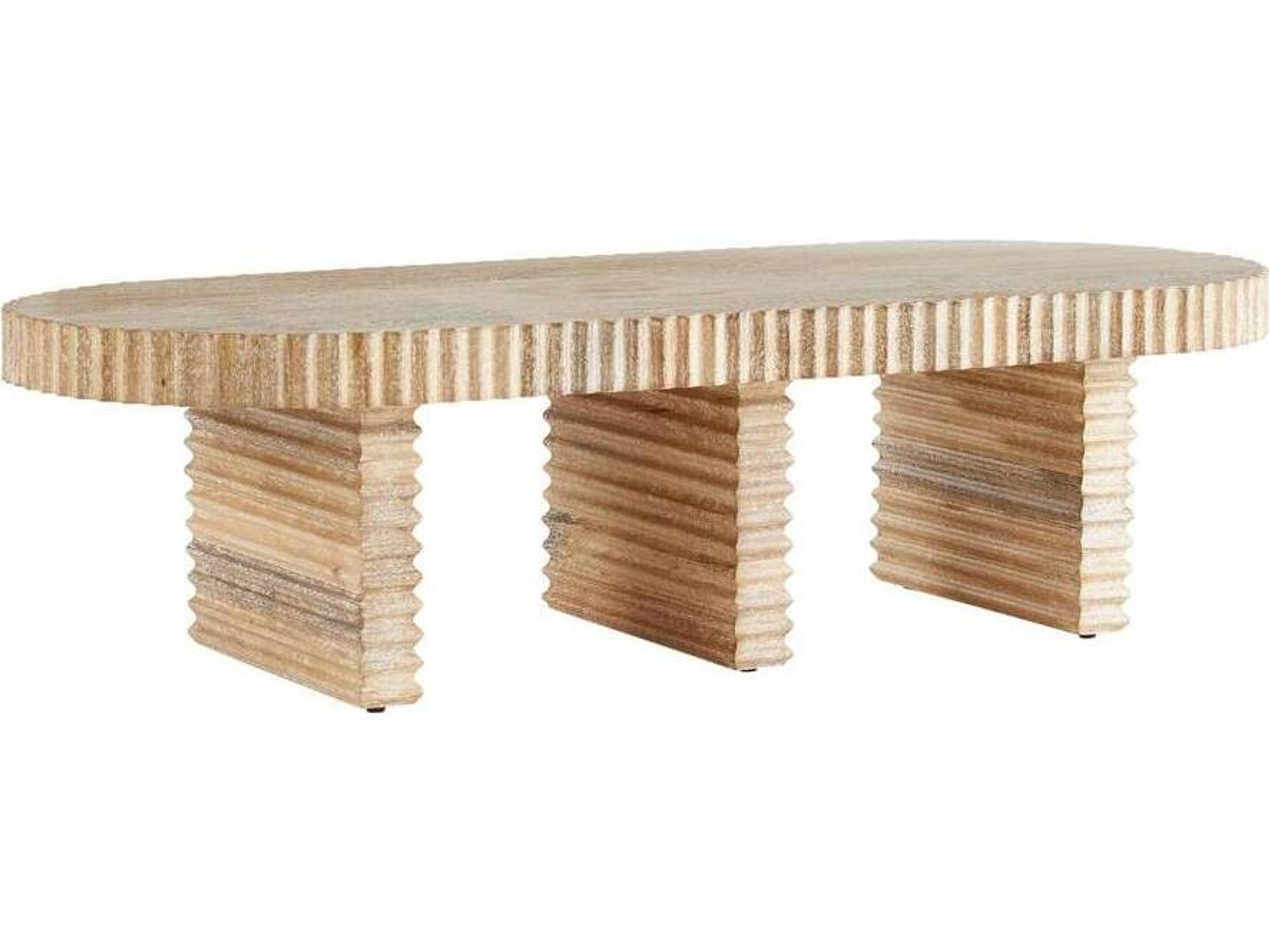 Oval Wood Limed Wash Coffee Table