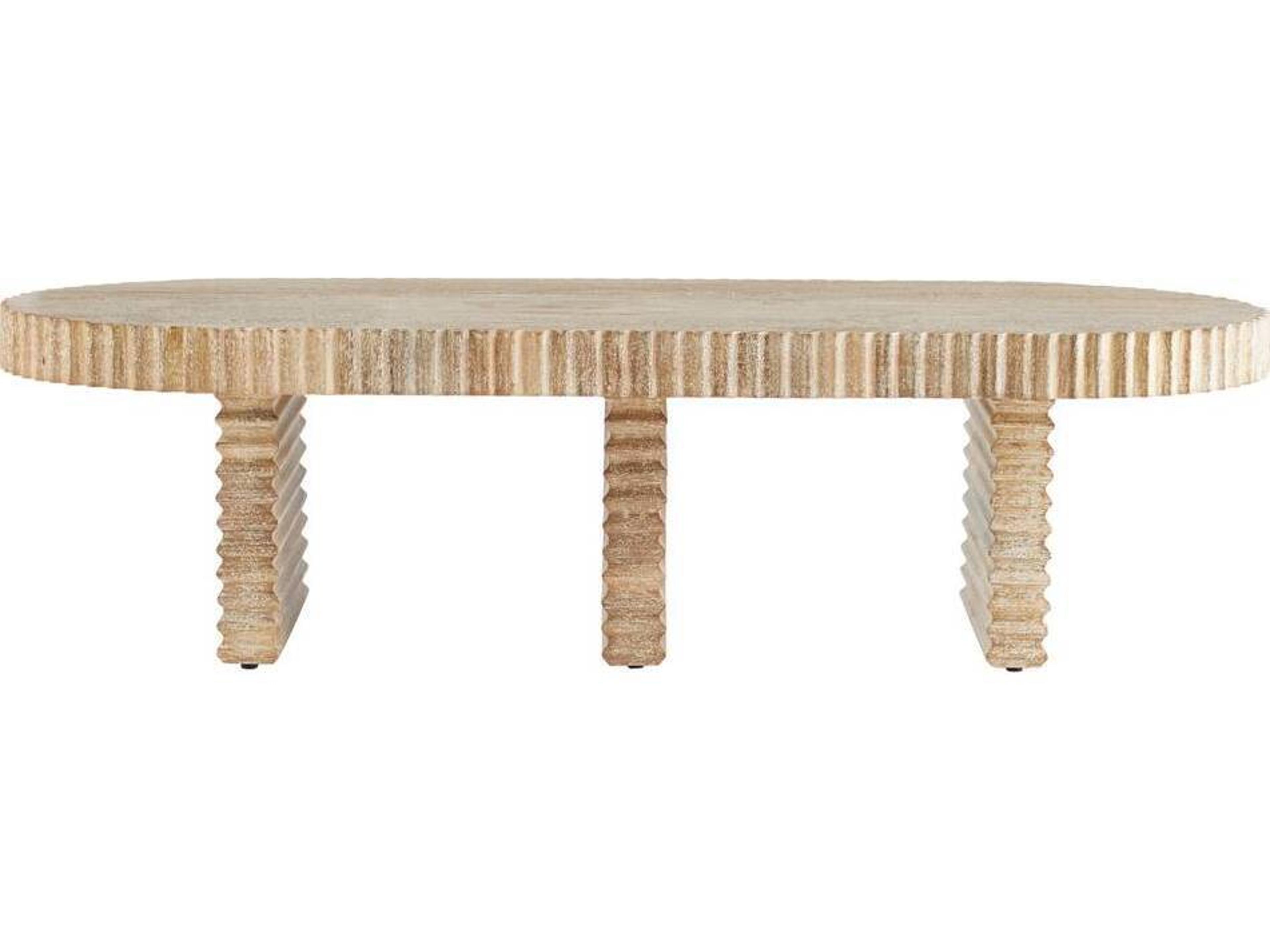 Arteriors Home Oval Wood Limed Wash Coffee Table