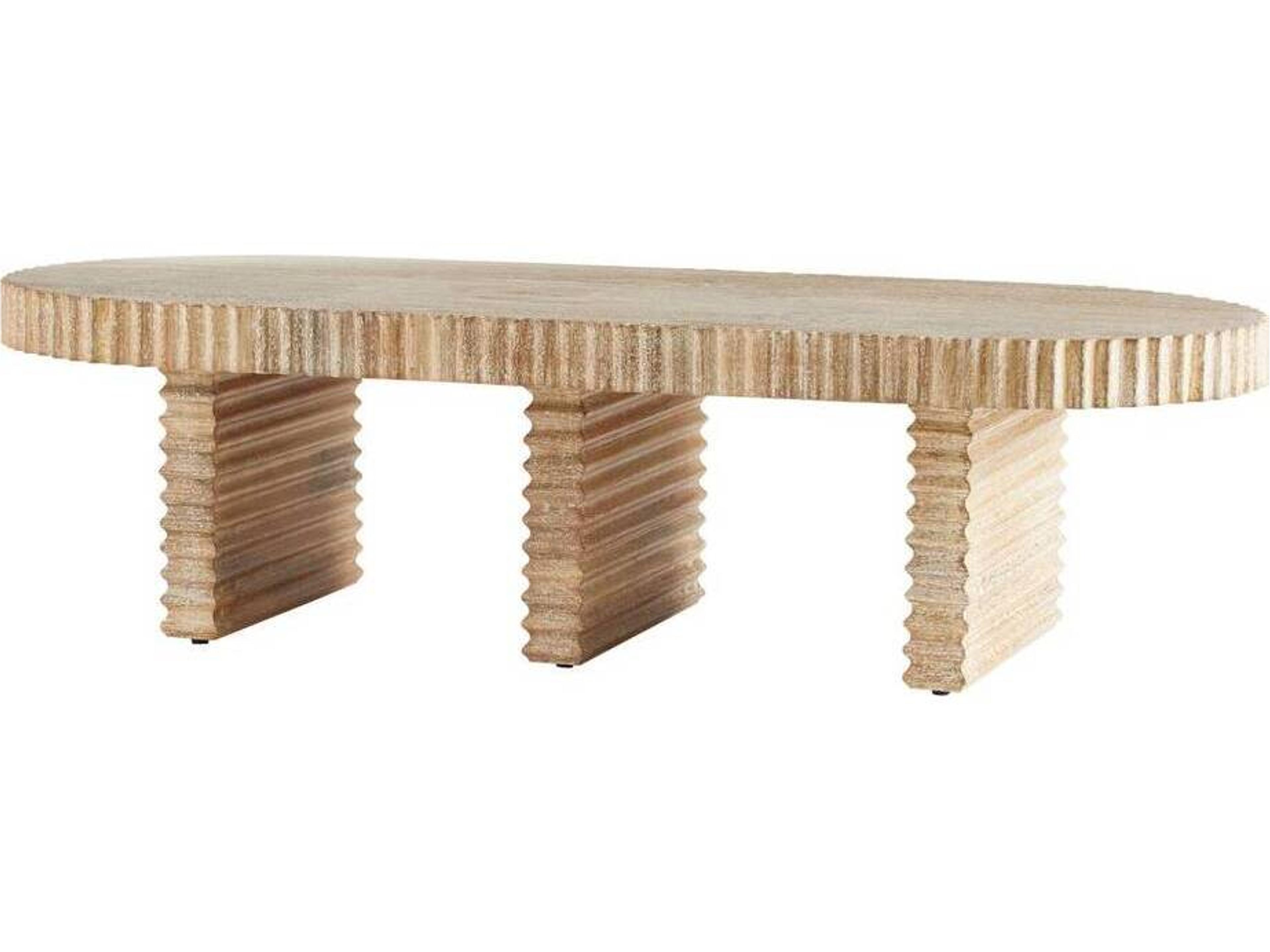 Arteriors Home Oval Wood Limed Wash Coffee Table