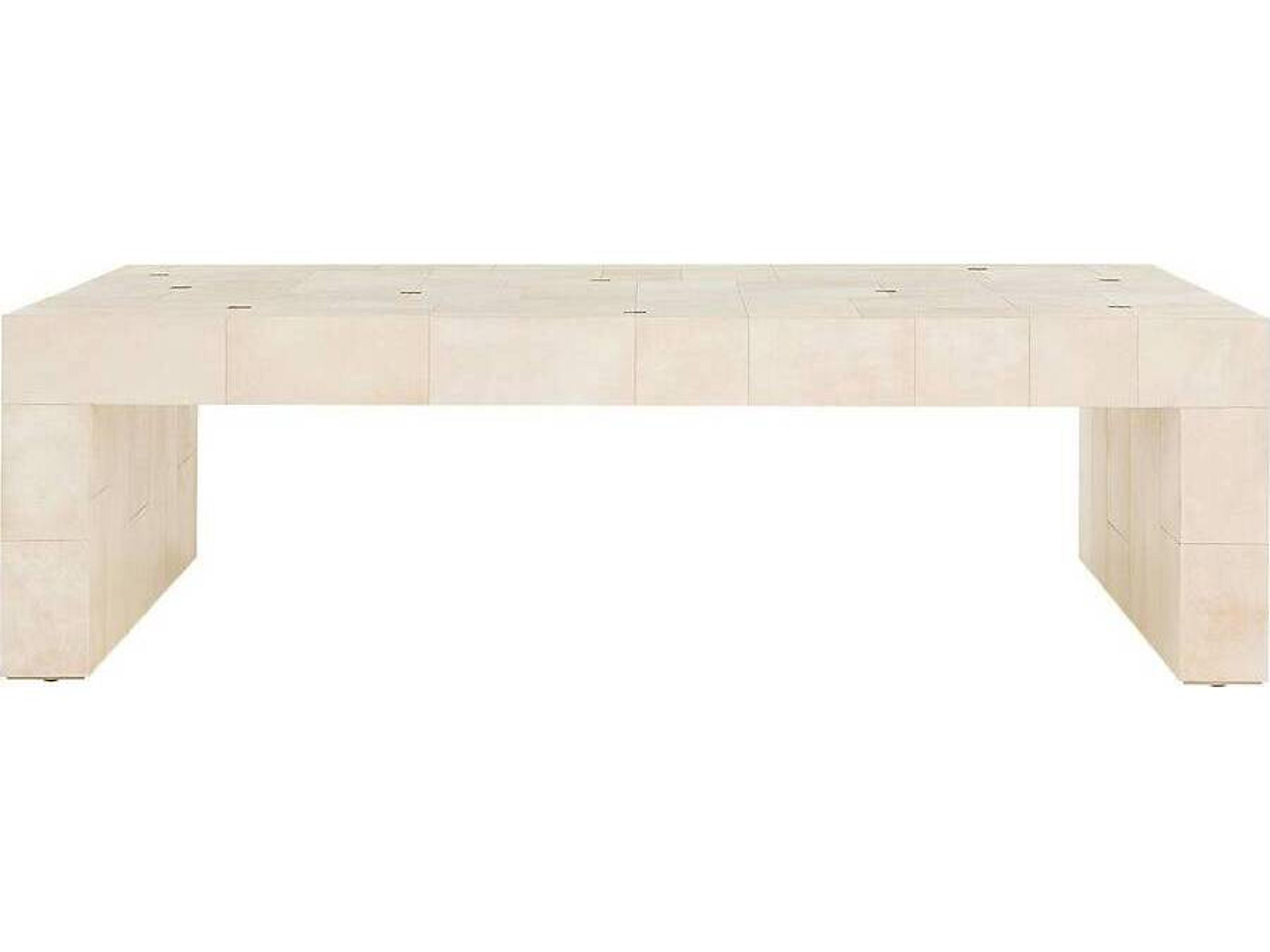 Arteriors Home Rectangular Faux Leather Ivory Coffee Table