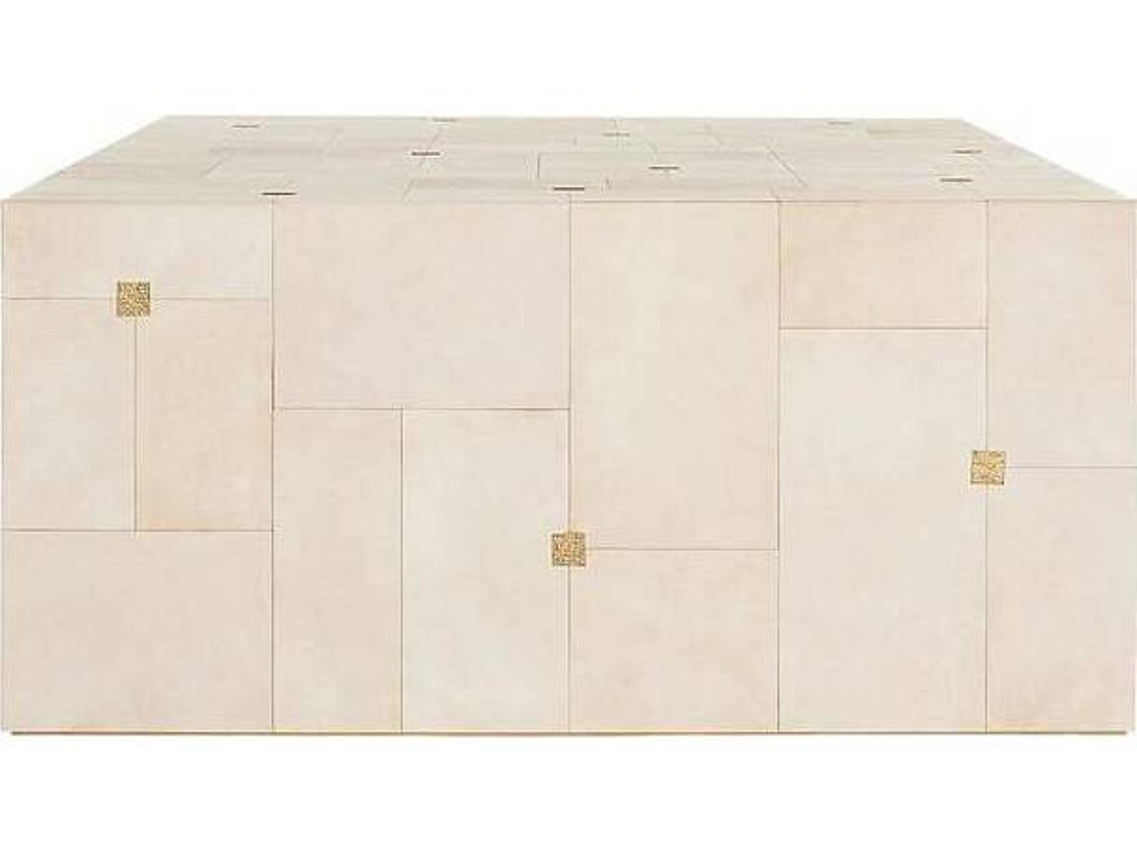 Arteriors Home Rectangular Faux Leather Ivory Coffee Table