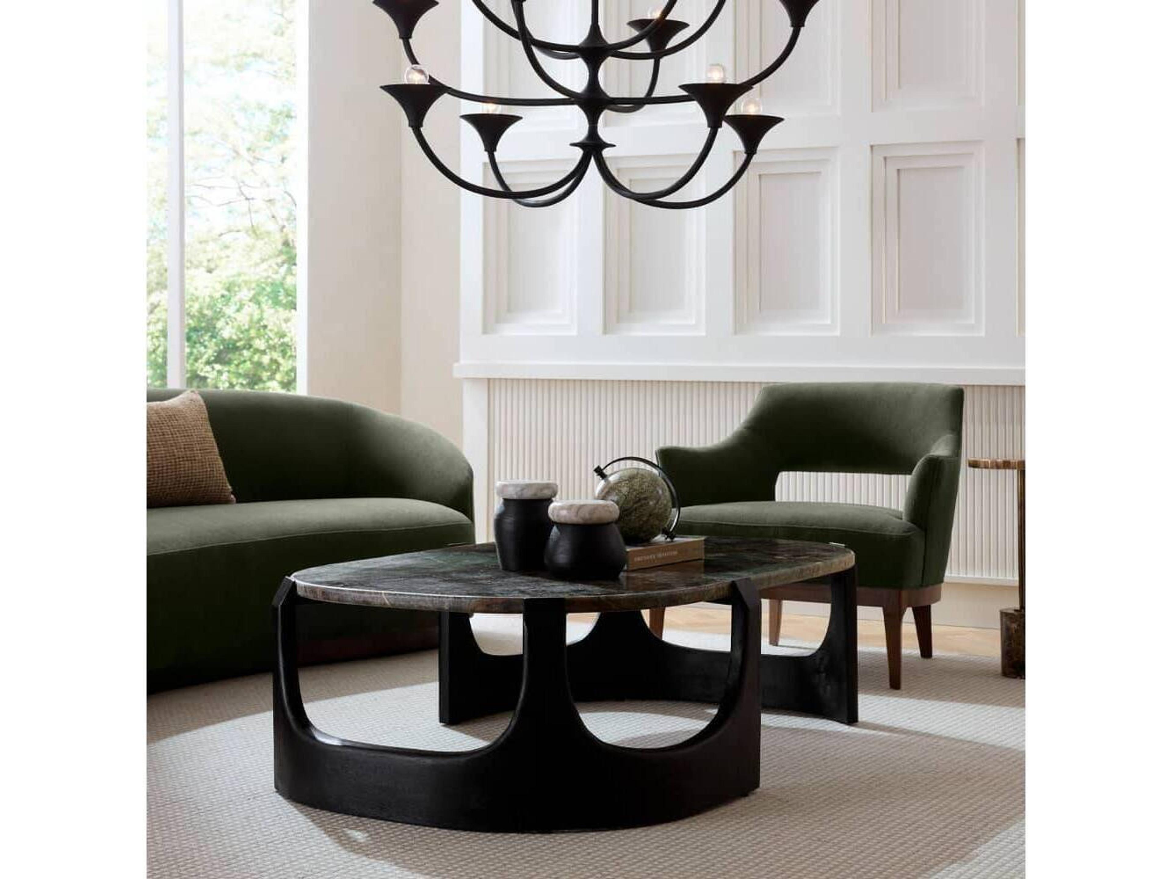 Arteriors Home Oval Marble Sandblasted Natural Jungle Coffee Table