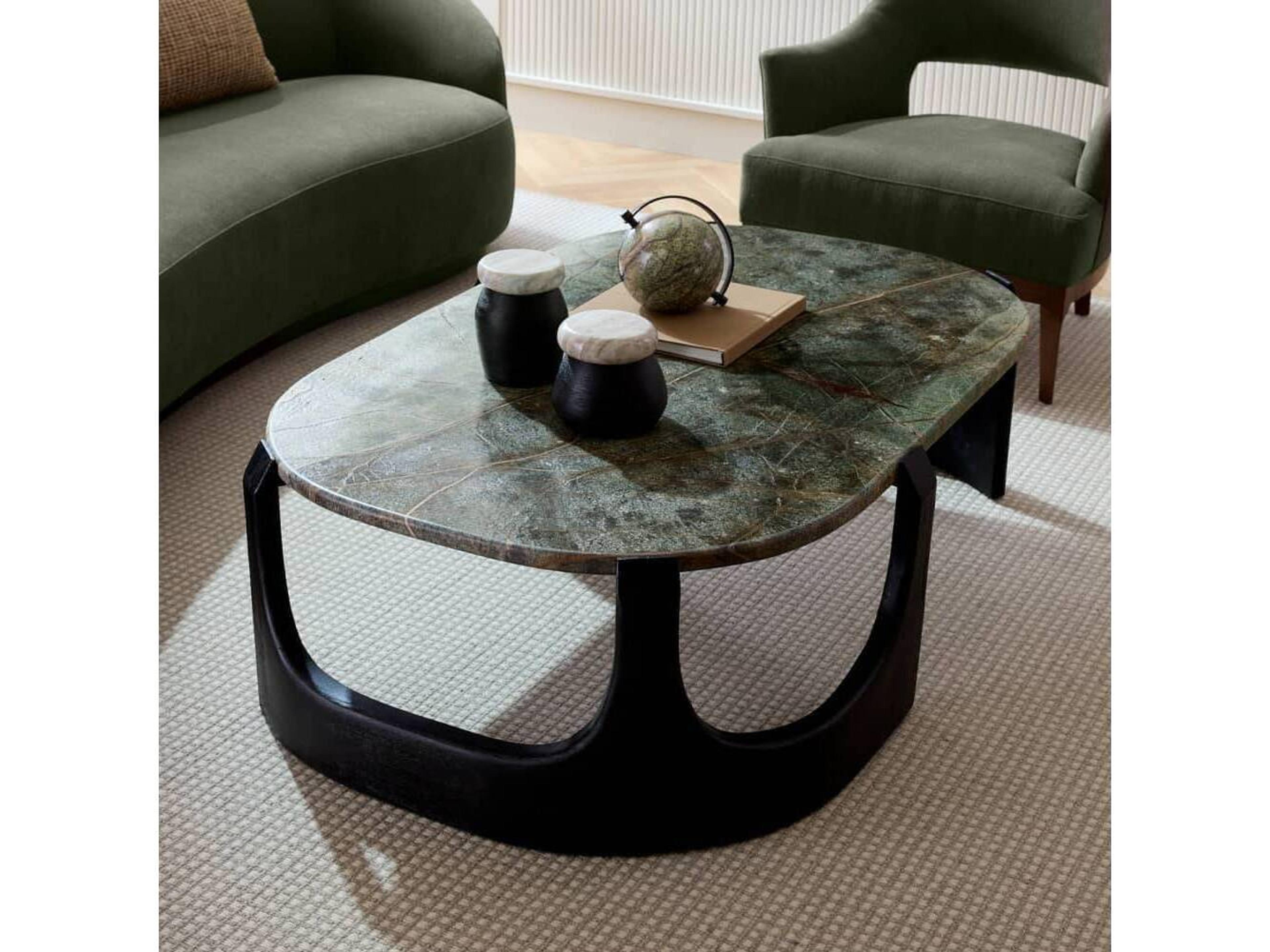 Arteriors Home Oval Marble Sandblasted Natural Jungle Coffee Table