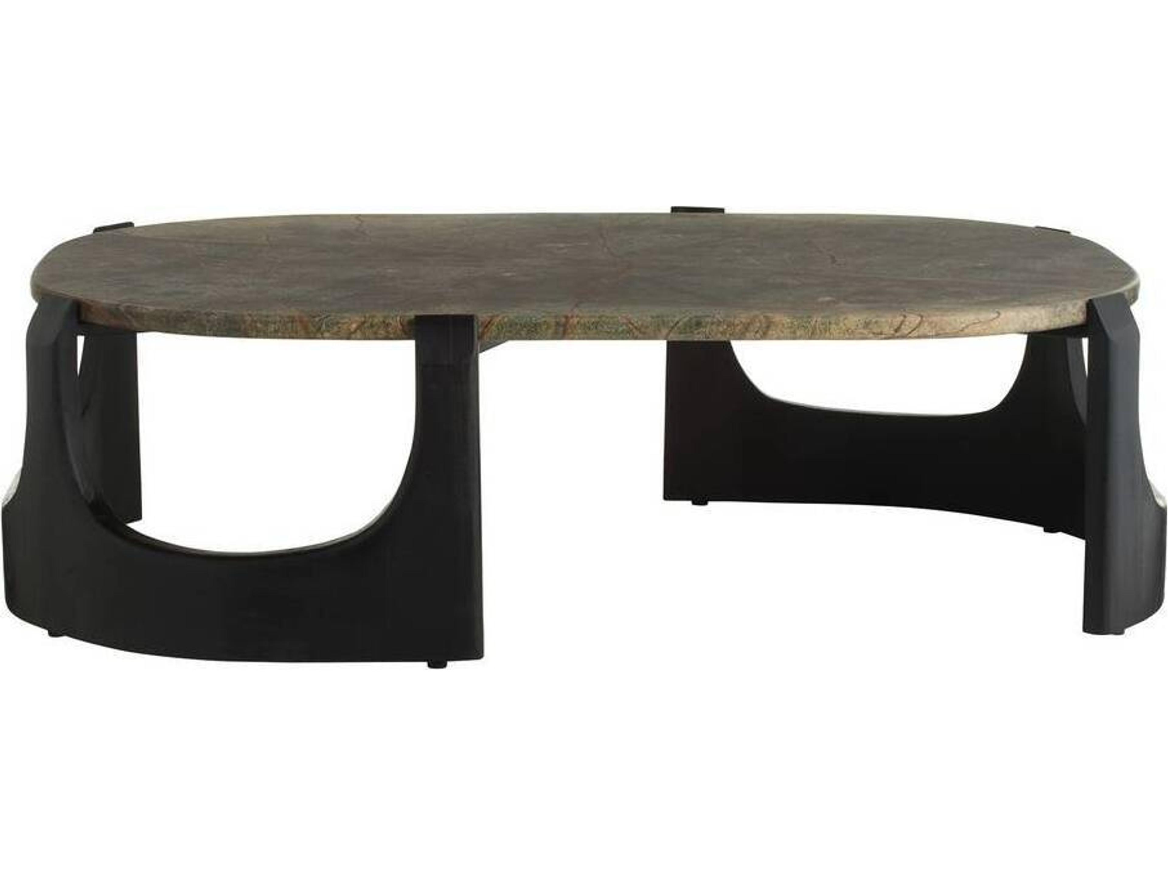 Oval Marble Sandblasted Natural Jungle Coffee Table
