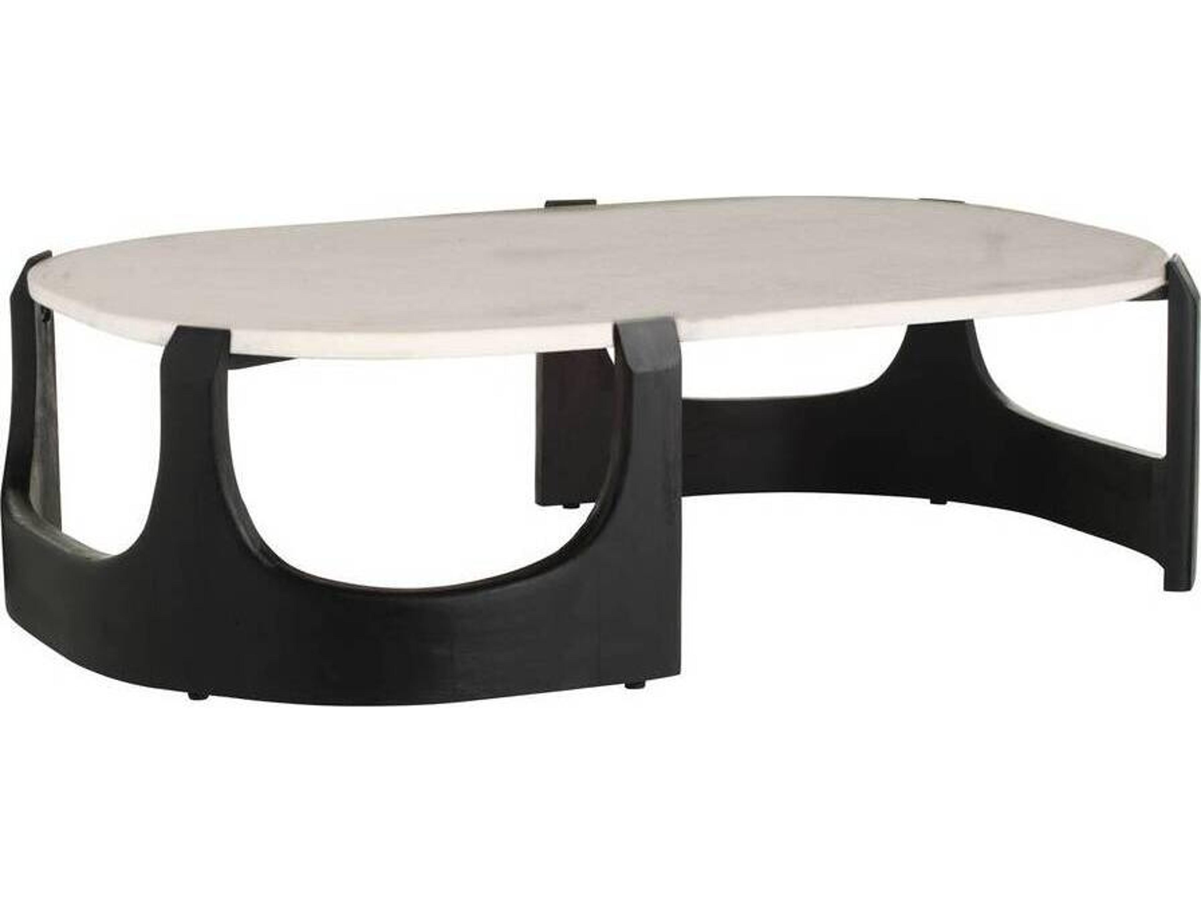 Oval Marble Sandblasted White Coffee Table