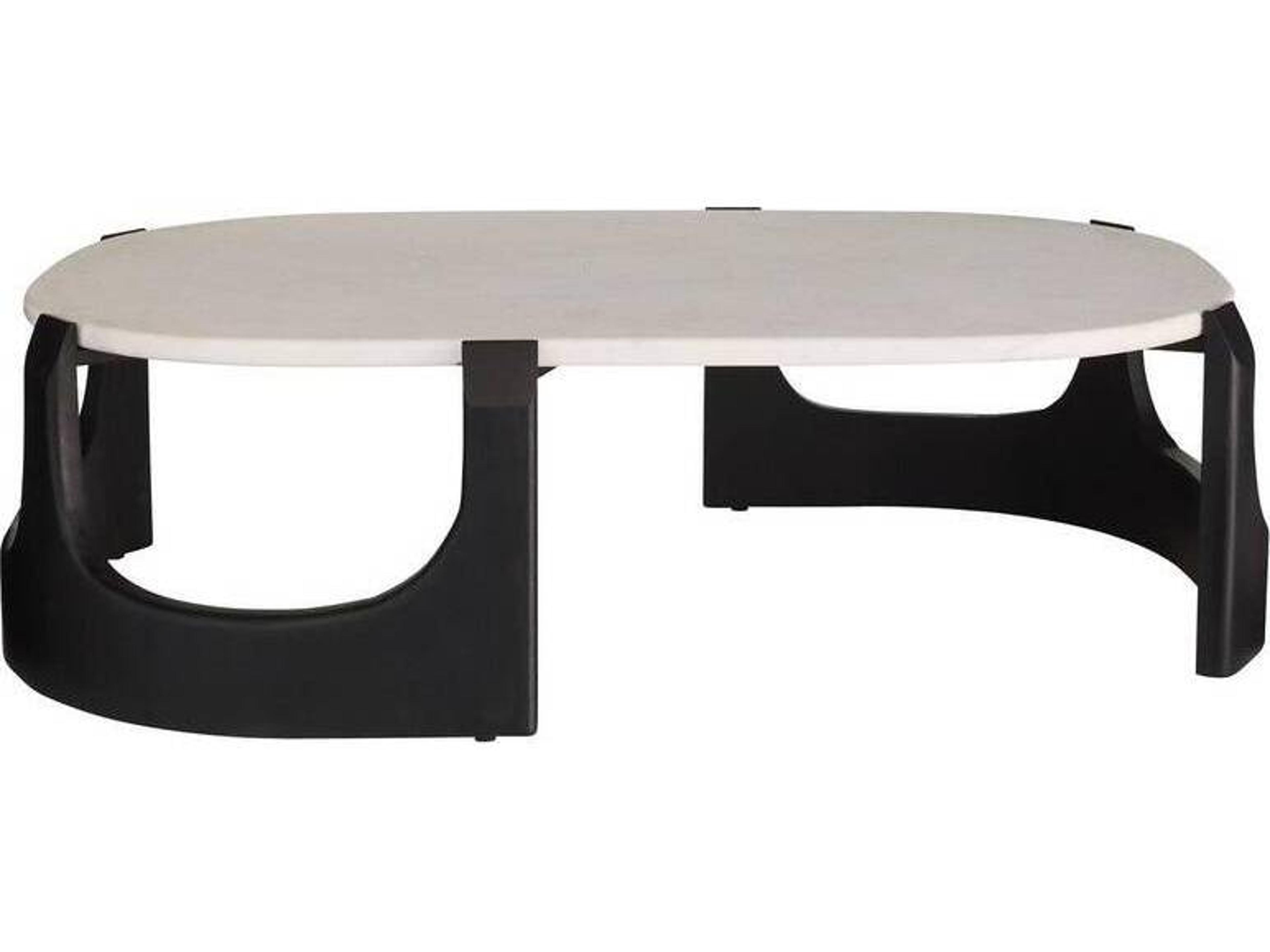 Arteriors Home Oval Marble Sandblasted White Coffee Table