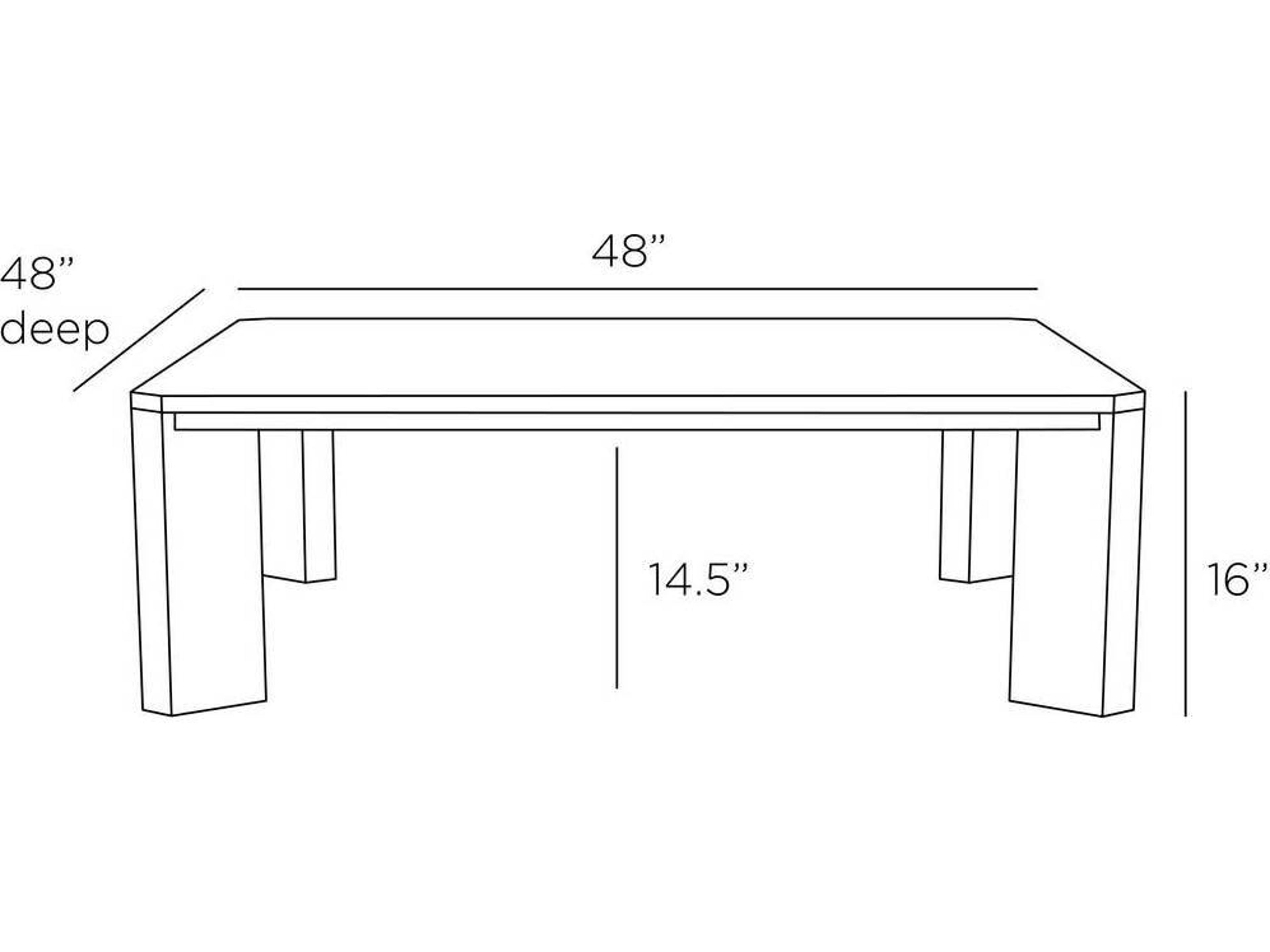Arteriors Home Square Wood Smoke Antique Brass Vancouver Coffee Table