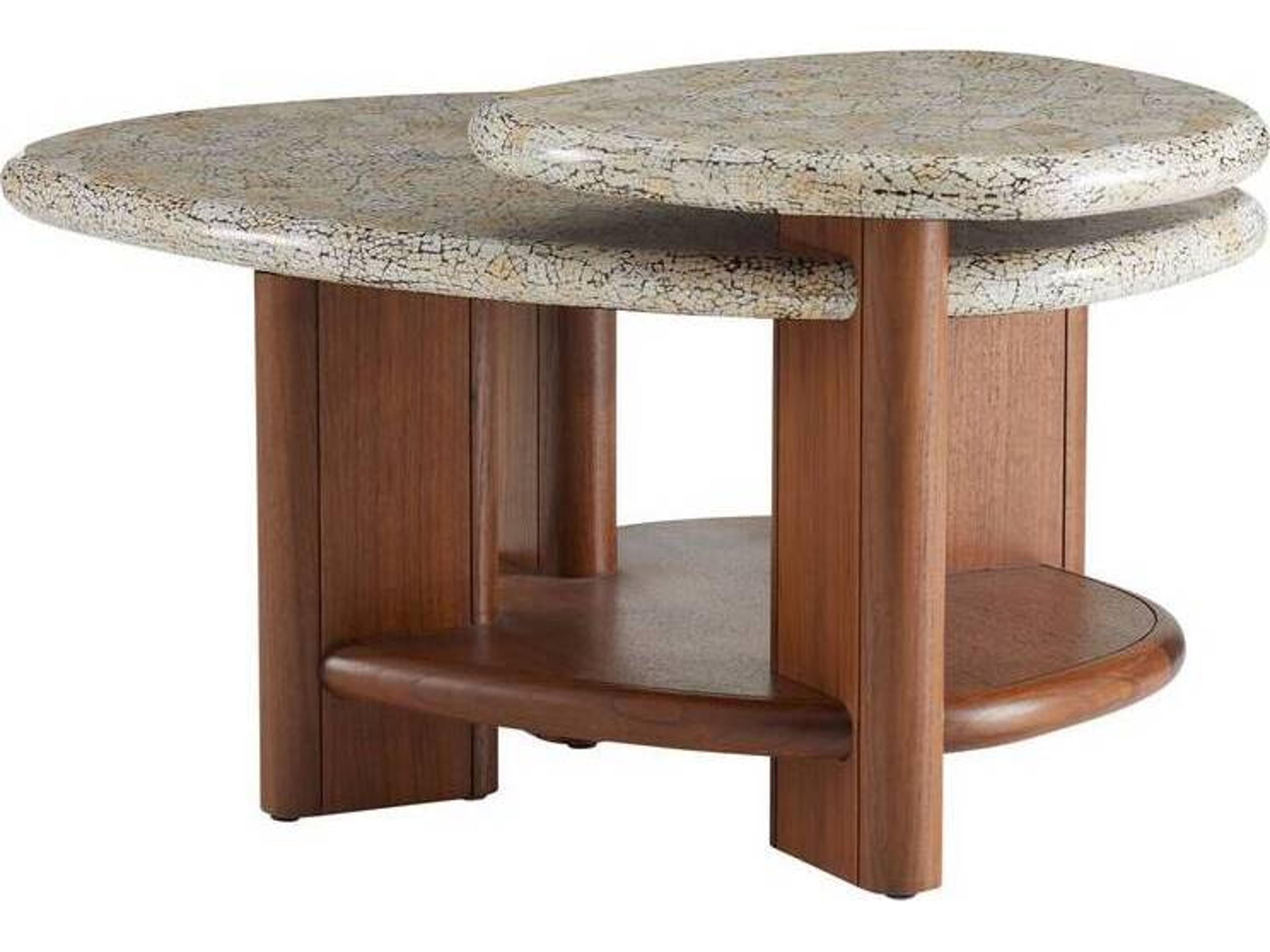 Arteriors Home Round Natural Eggshell Satin Walnut Forney Coffee Table