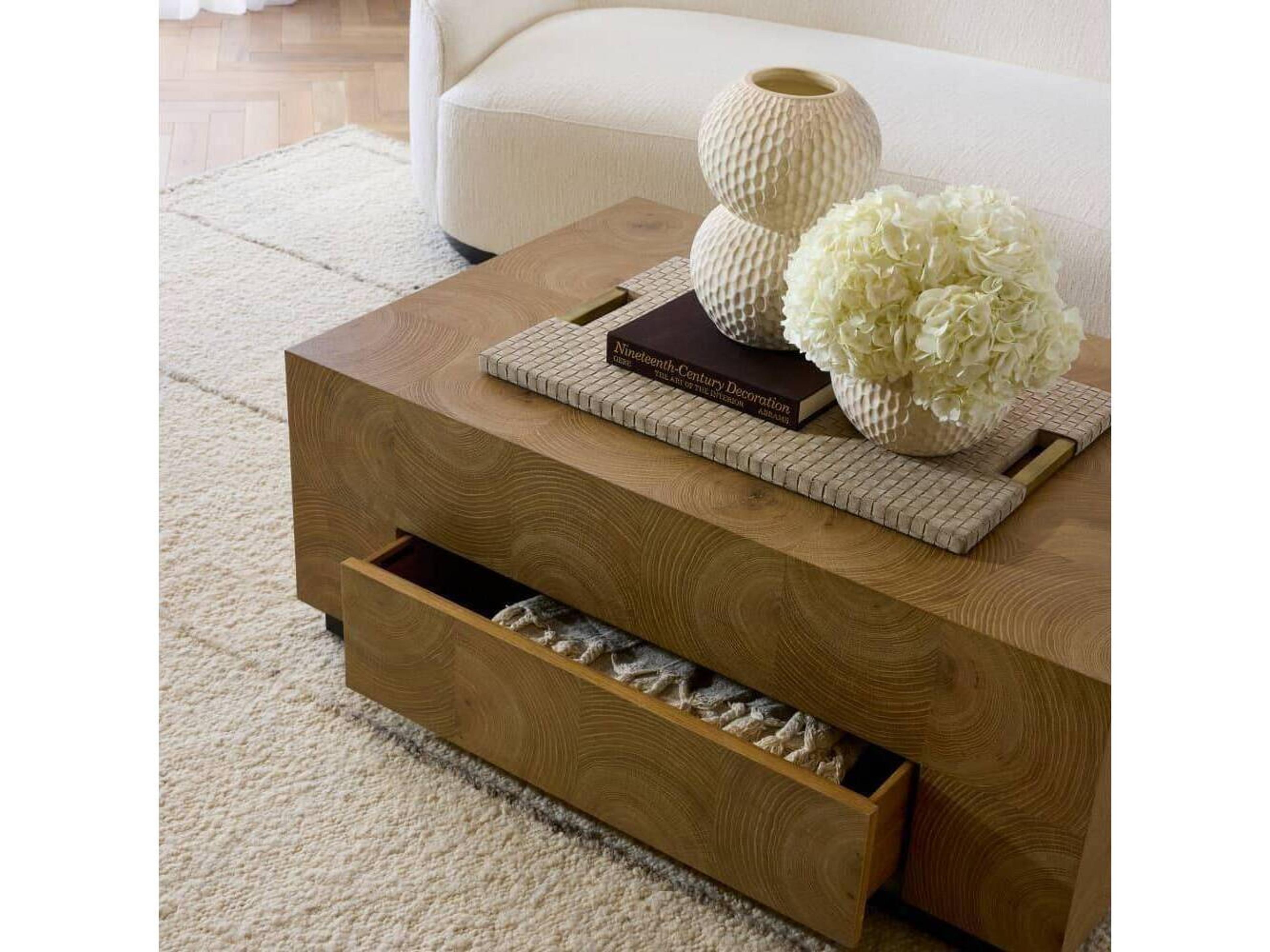 Arteriors Home Justice Rectangular Wood Oyster Bronze Gray Black Coffee Table