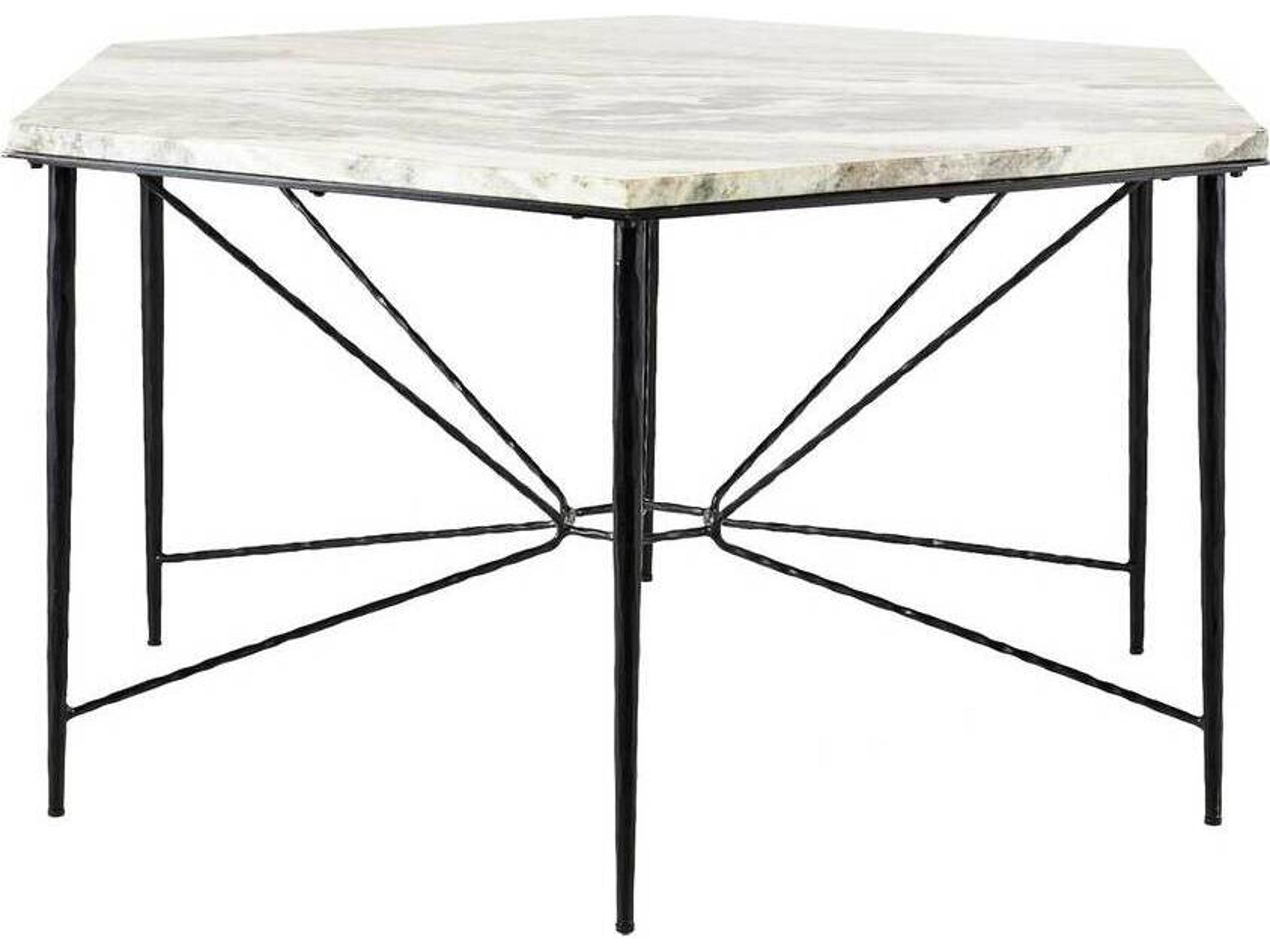 Arteriors Home Estrella Hexagon Marble Toronto Blackened Iron Dining Table
