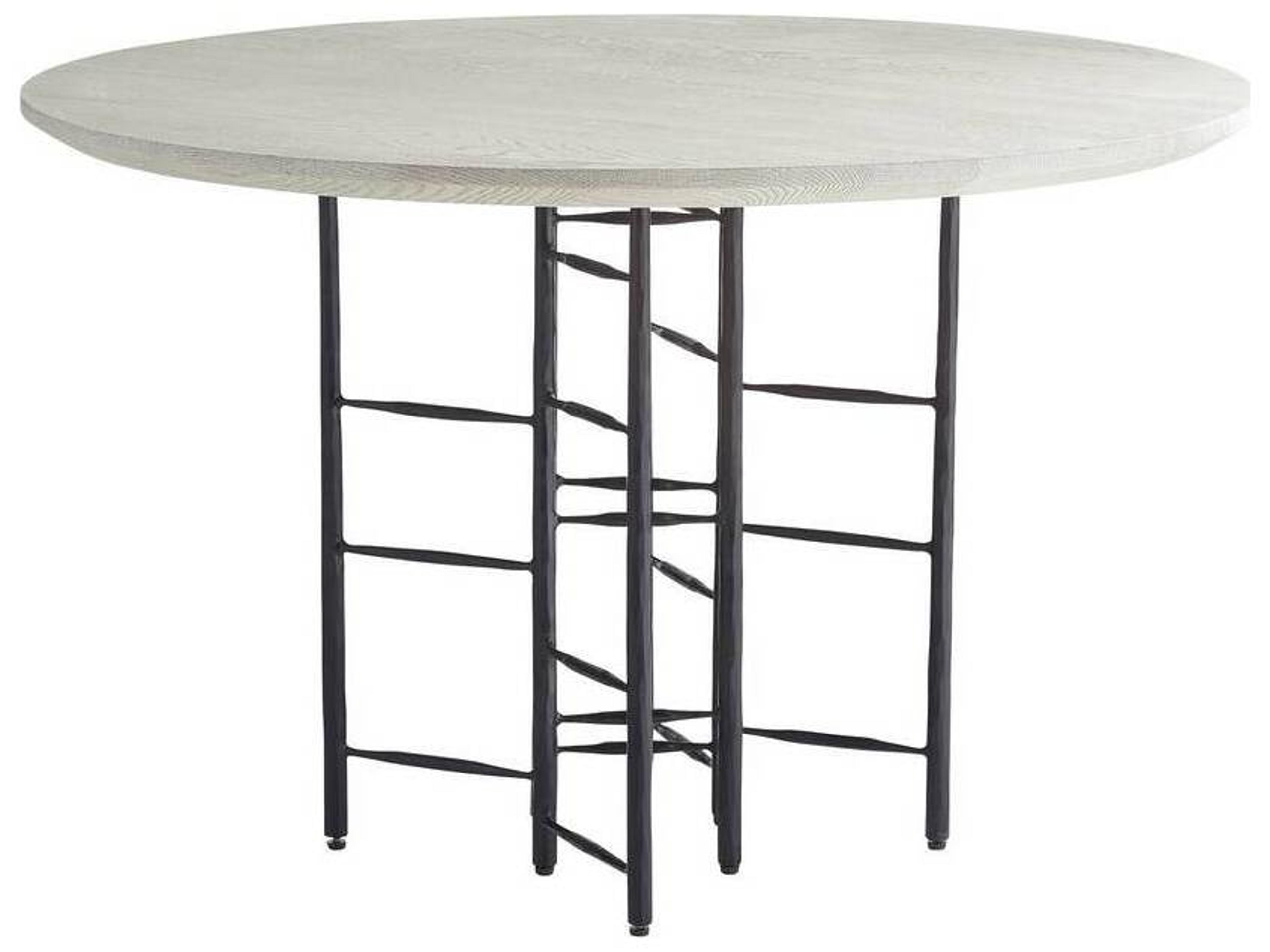 Arteriors Home Enito Round Marble Smoke Blackened Iron Dining Table