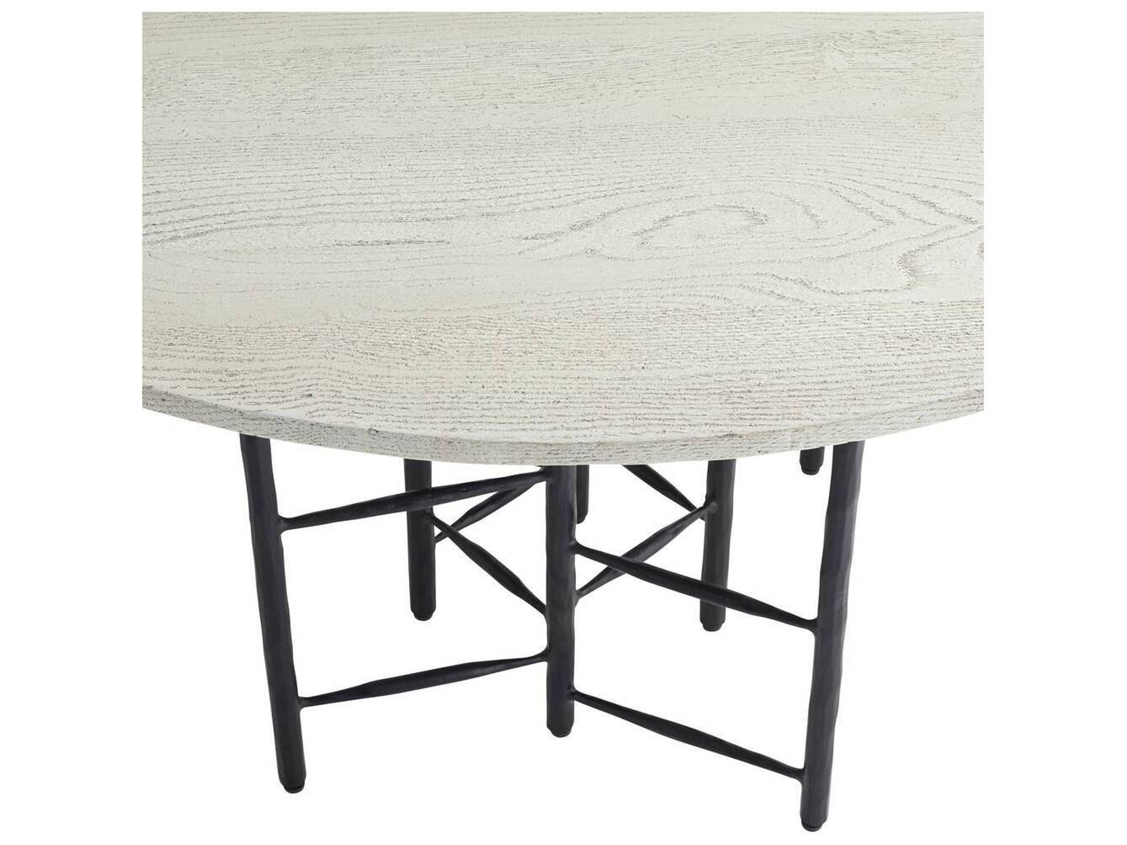Arteriors Home Enito Round Marble Smoke Blackened Iron Dining Table