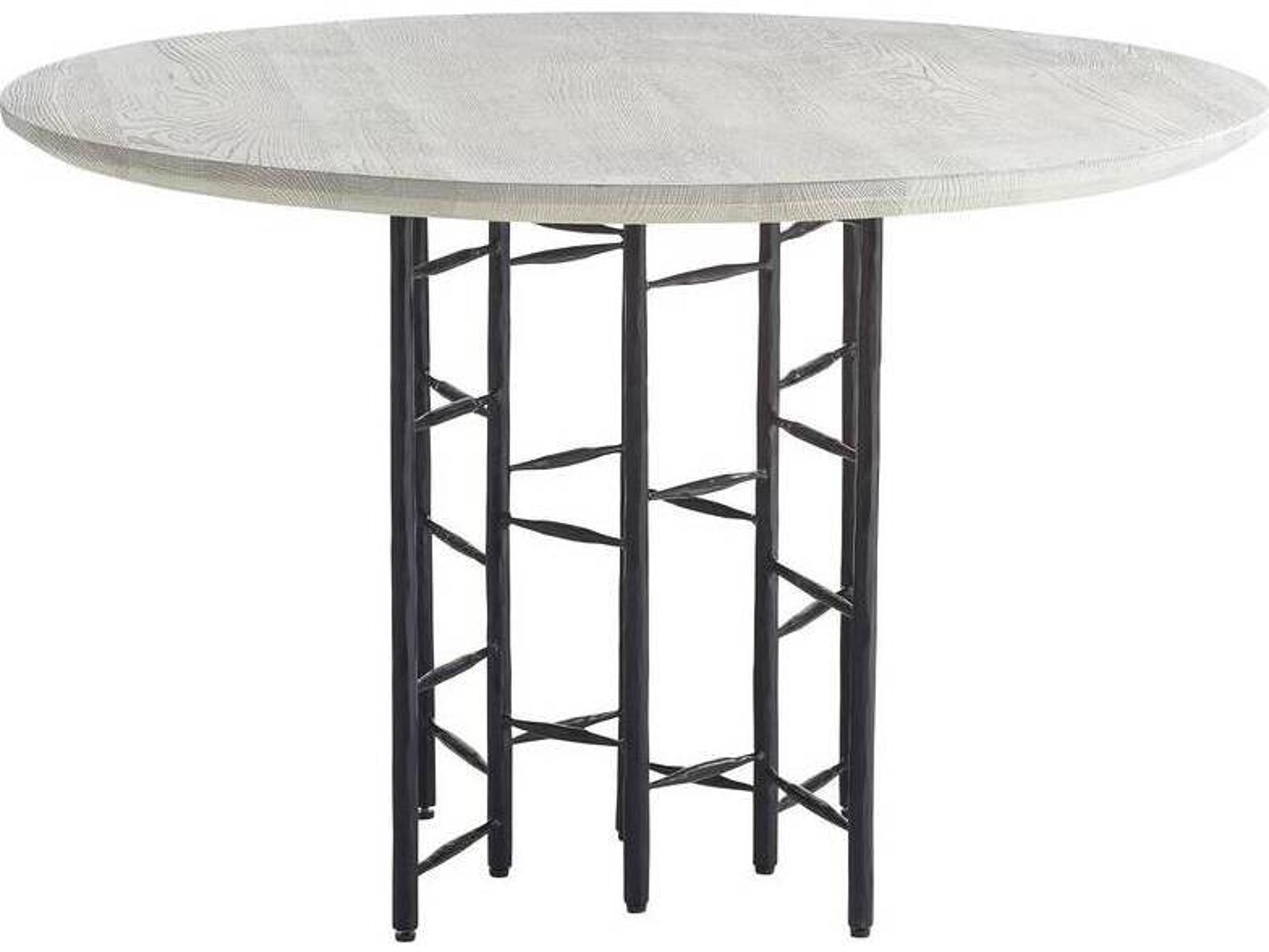 Arteriors Home Enito Round Marble Smoke Blackened Iron Dining Table