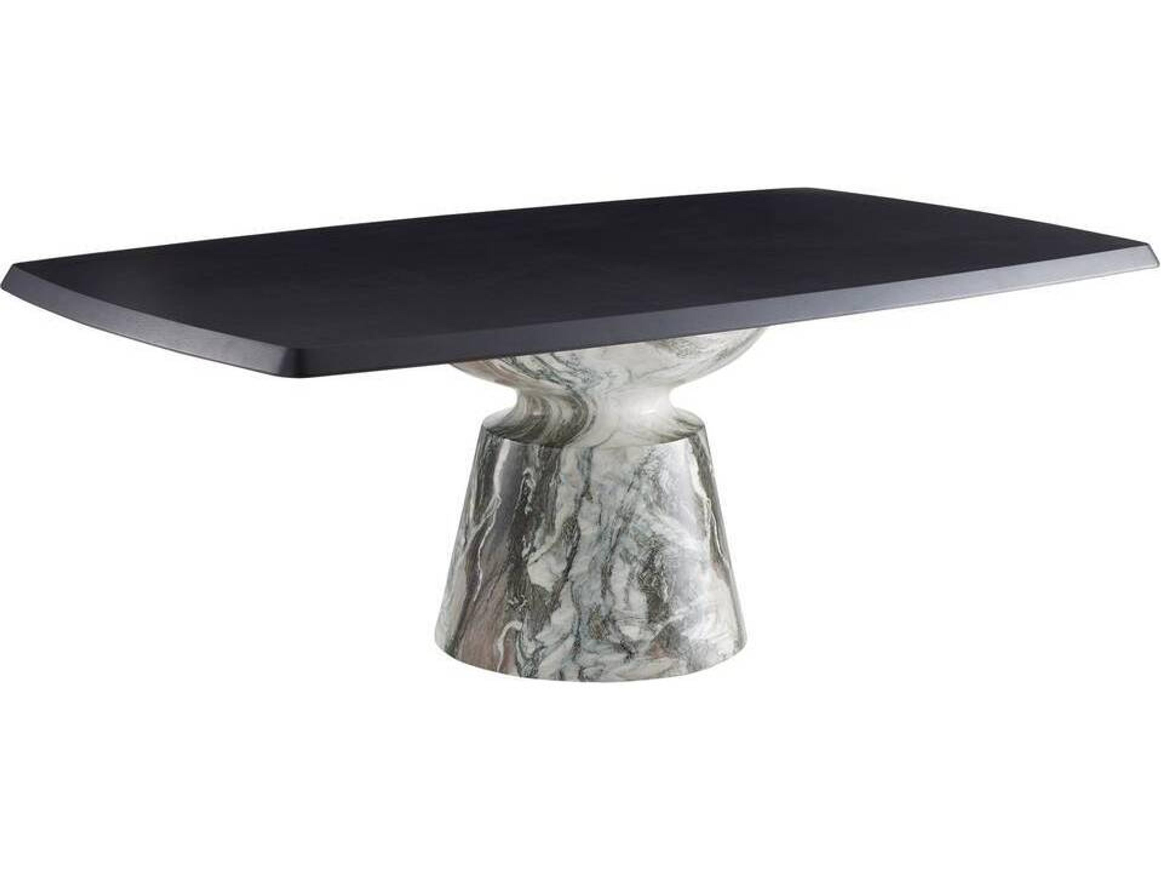 Arteriors Home Forgey Rectangular Wood Ebony Verde Faux Marble Dining Table