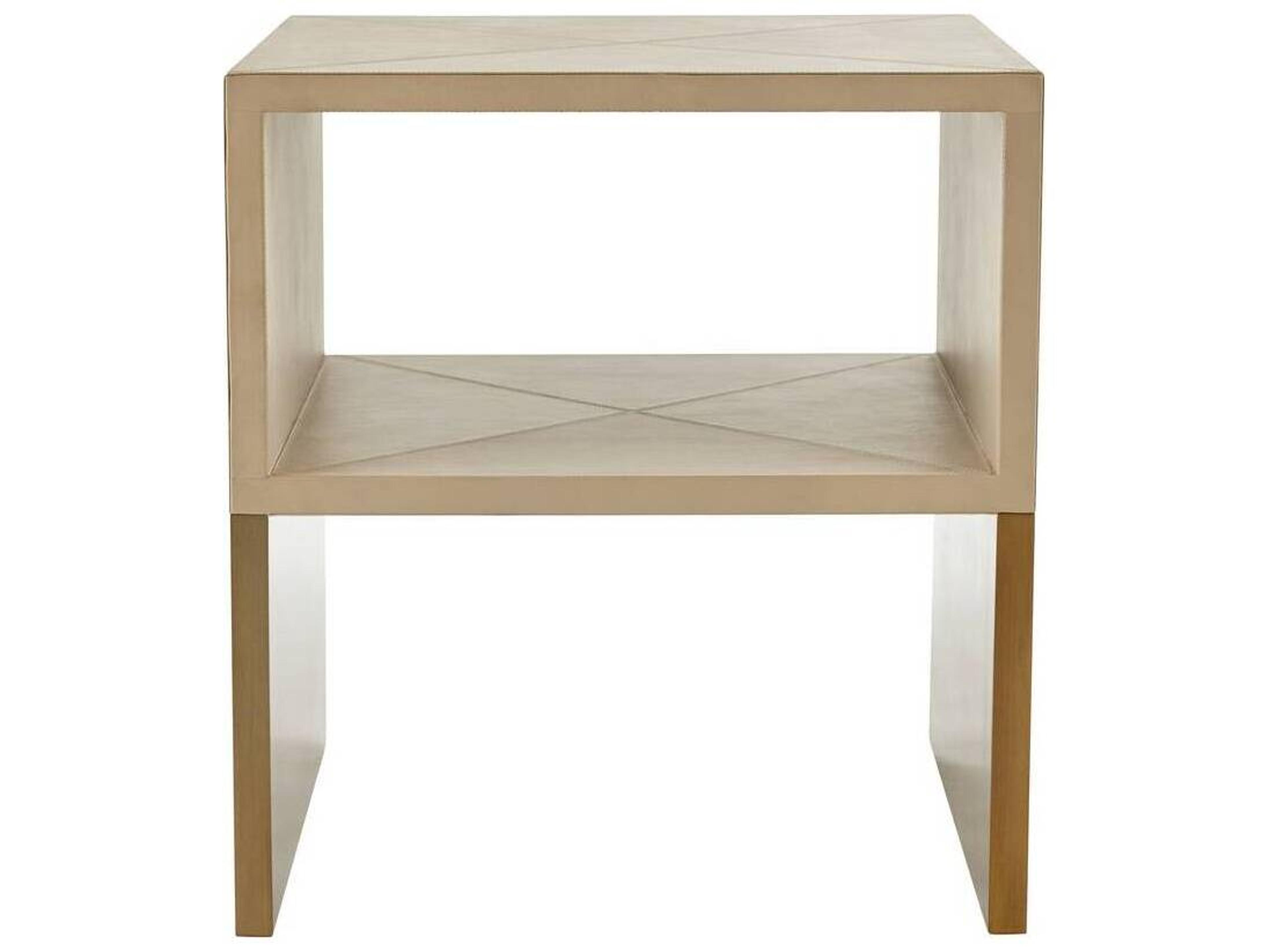 Arteriors Home Rectangular Leather Bone Antique Brass Talcon End Table