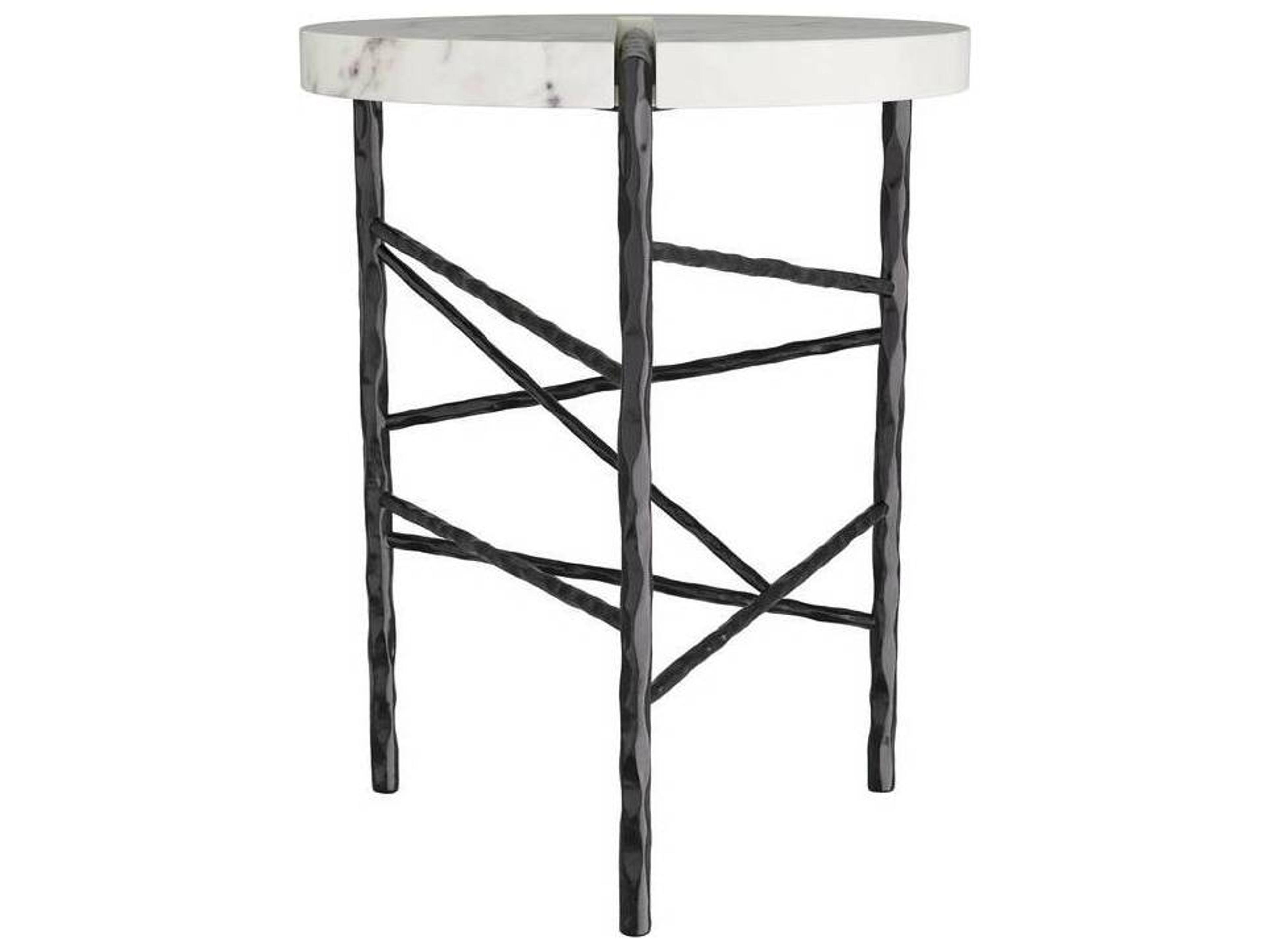 Atlas End Table Modern Industrial Iron and Marble Side Table