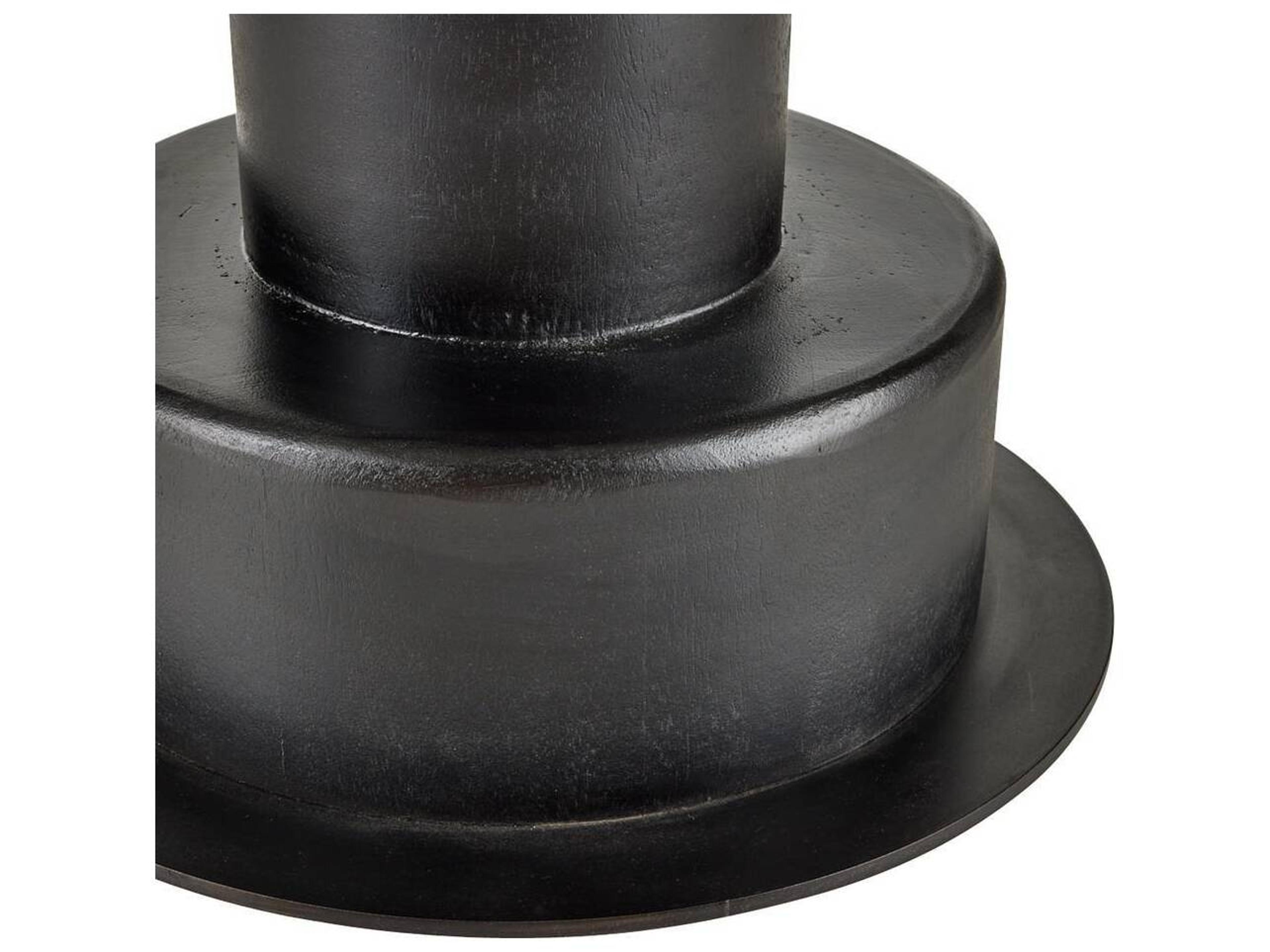 Arteriors Home Round Marble White Ebony Devito End Table