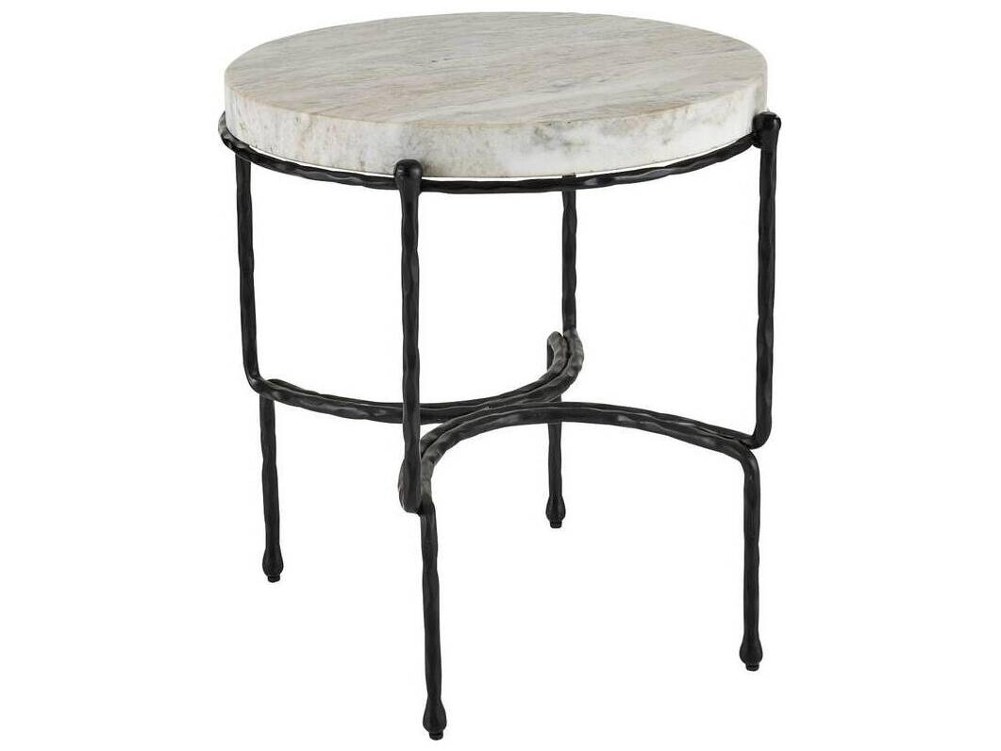 Arteriors Home Round Marble Toronto Blackened Iron Cedrick End Table