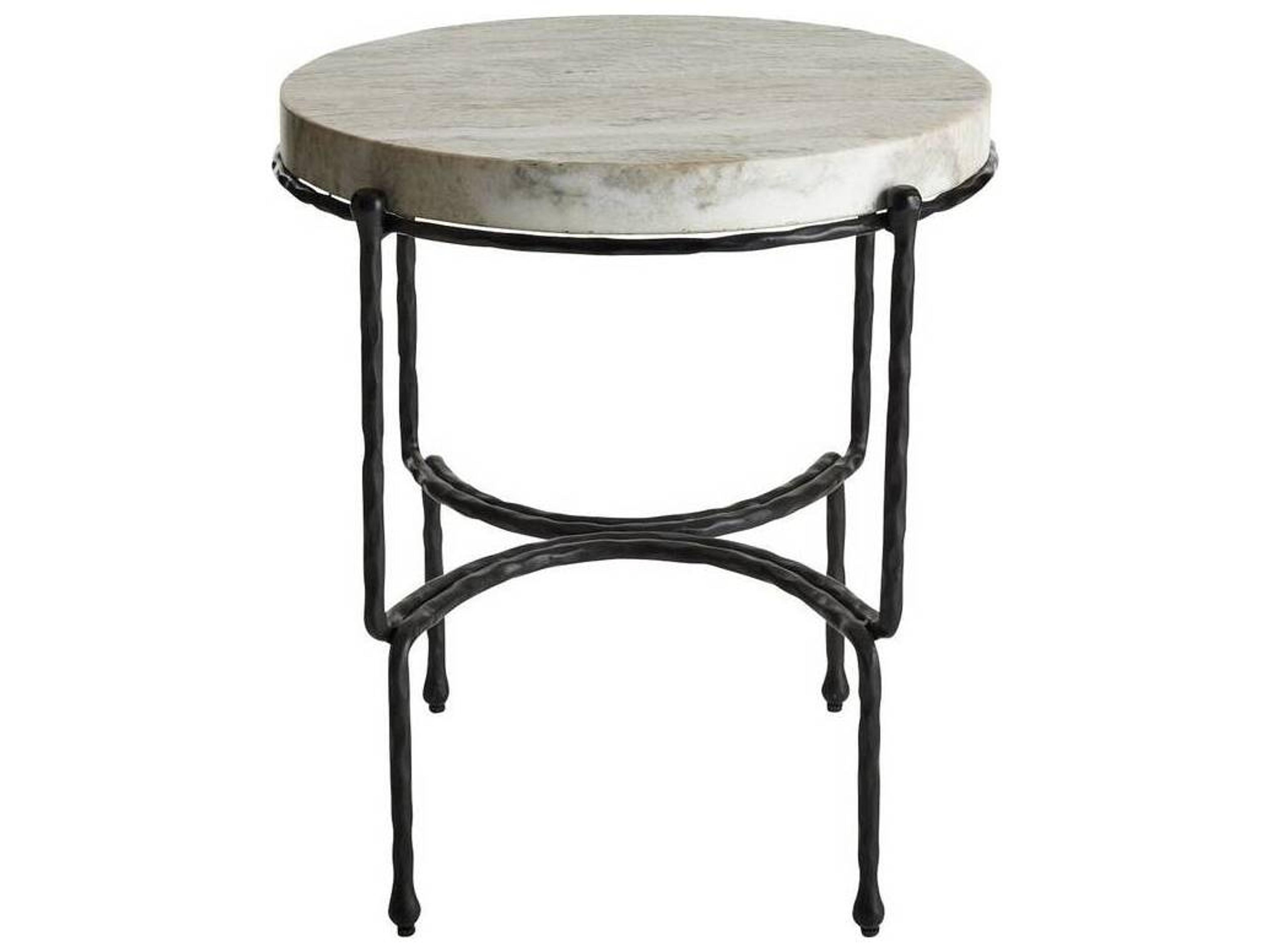 Arteriors Home Round Marble Toronto Blackened Iron Cedrick End Table
