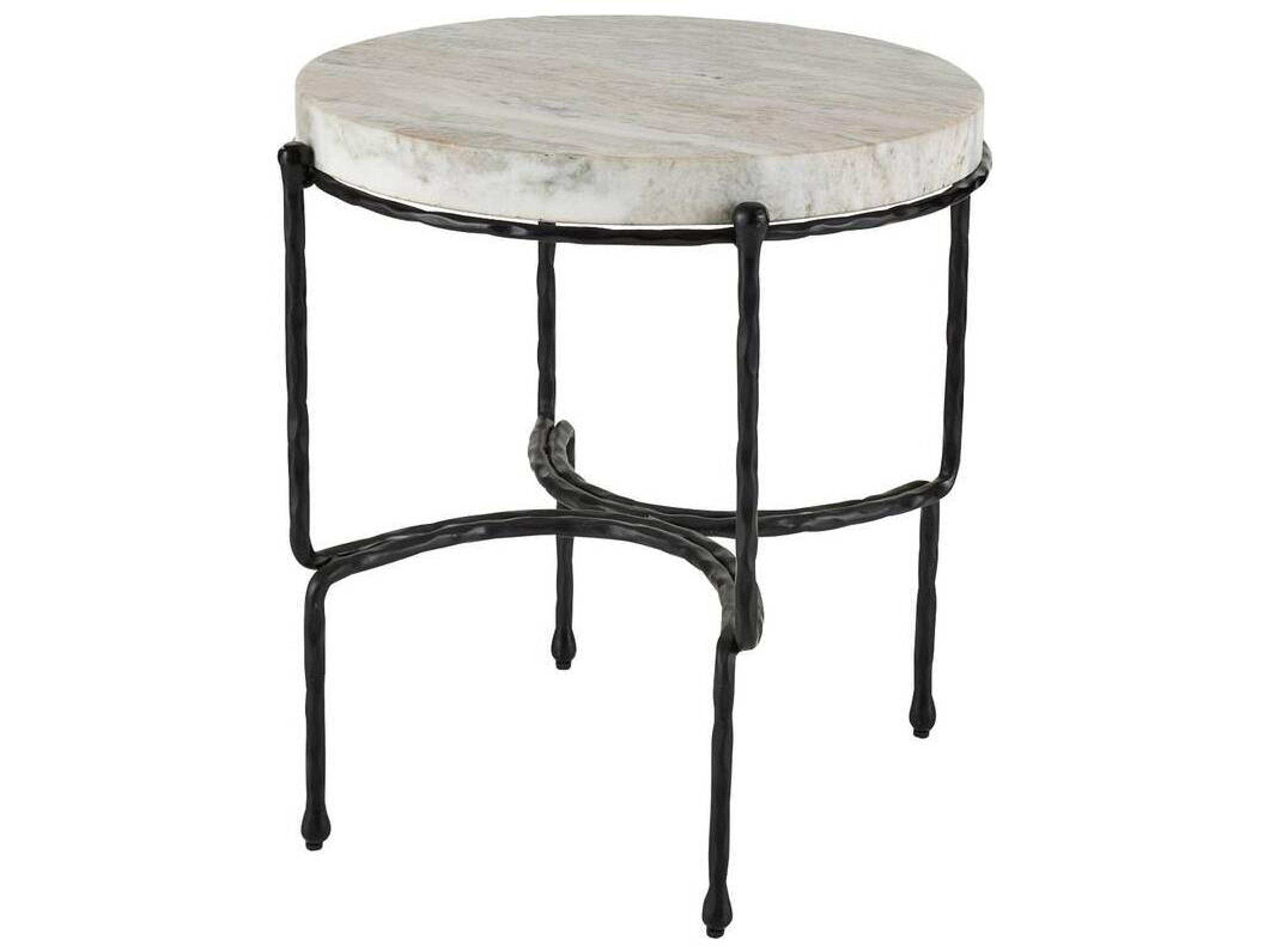 Arteriors Home Round Marble Toronto Blackened Iron Cedrick End Table