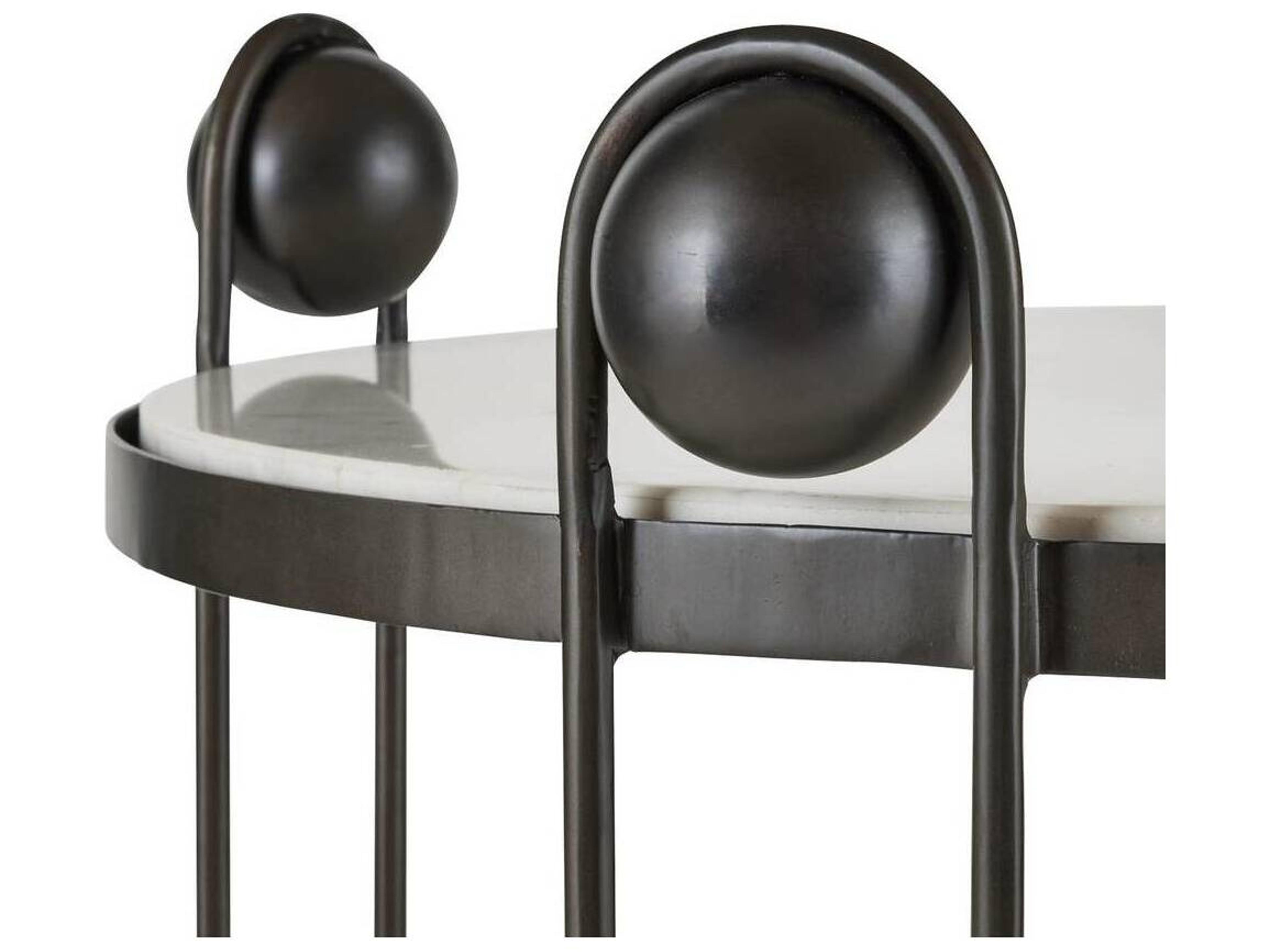 Arteriors Home Round Marble White Bronze Carlita End Table