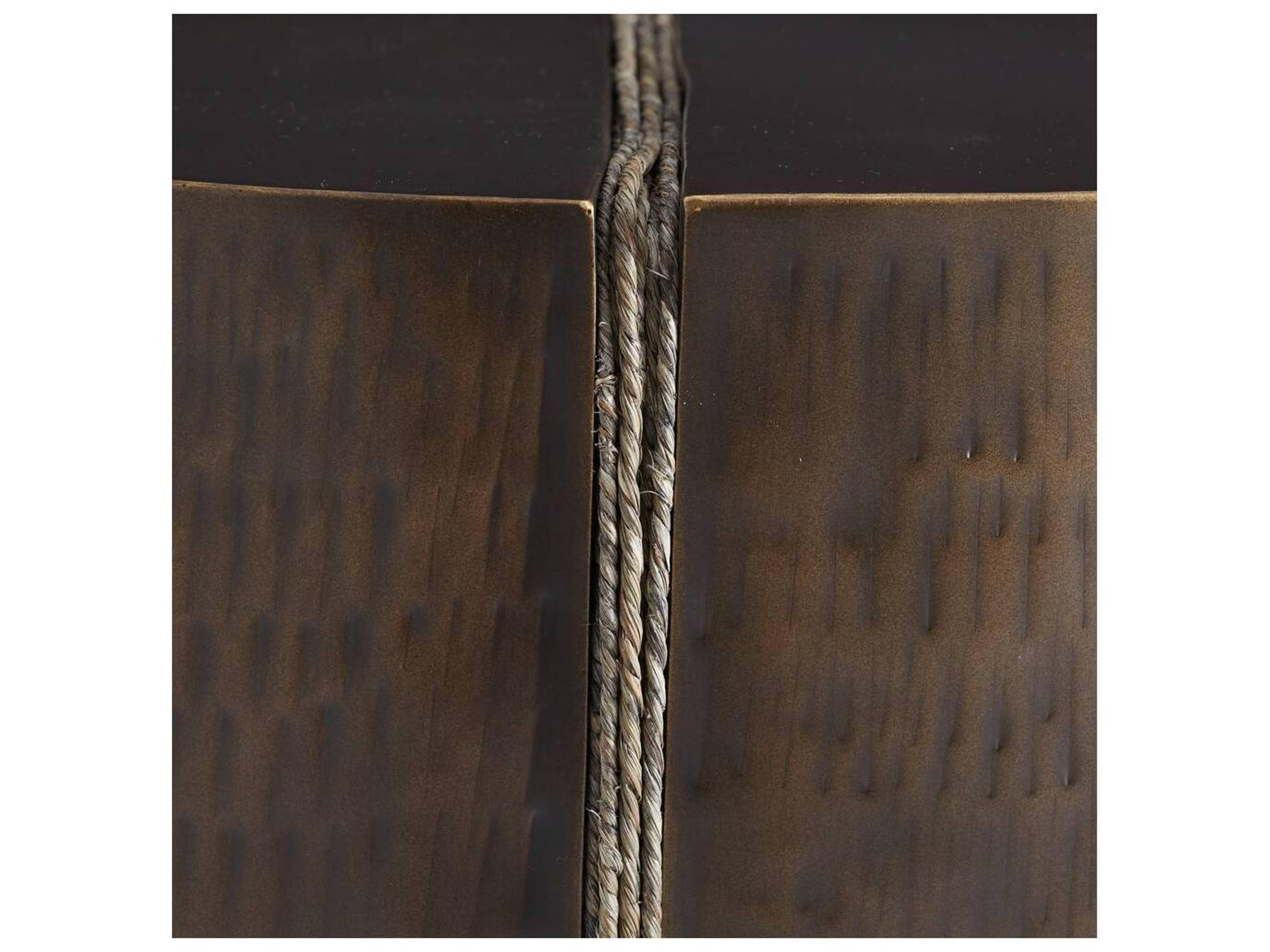 Arteriors Home Round Metal Antique Bronze Gray Fosser End Table