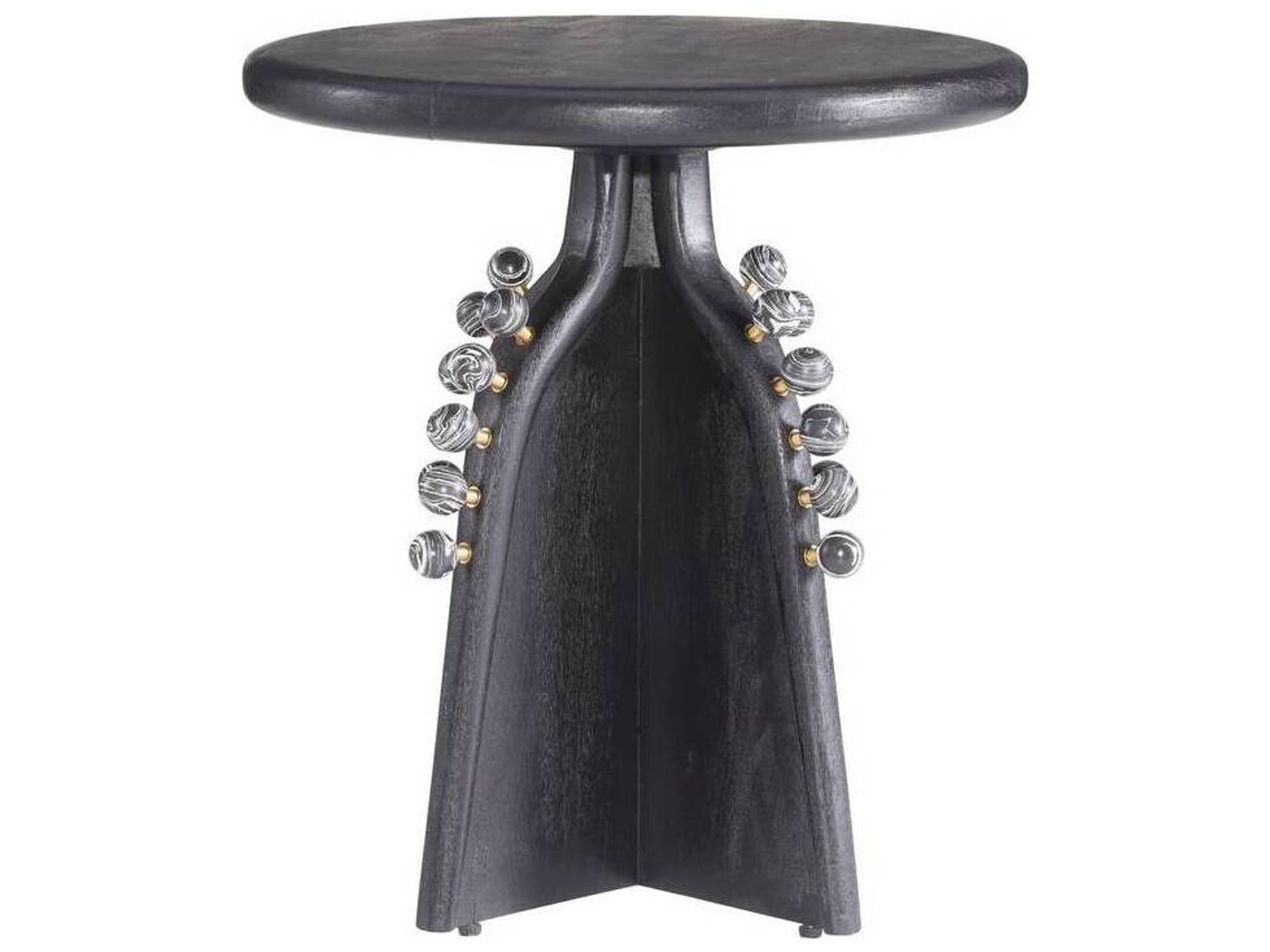 Arteriors Home Round Wood Ebony Venus Guillermo End Table