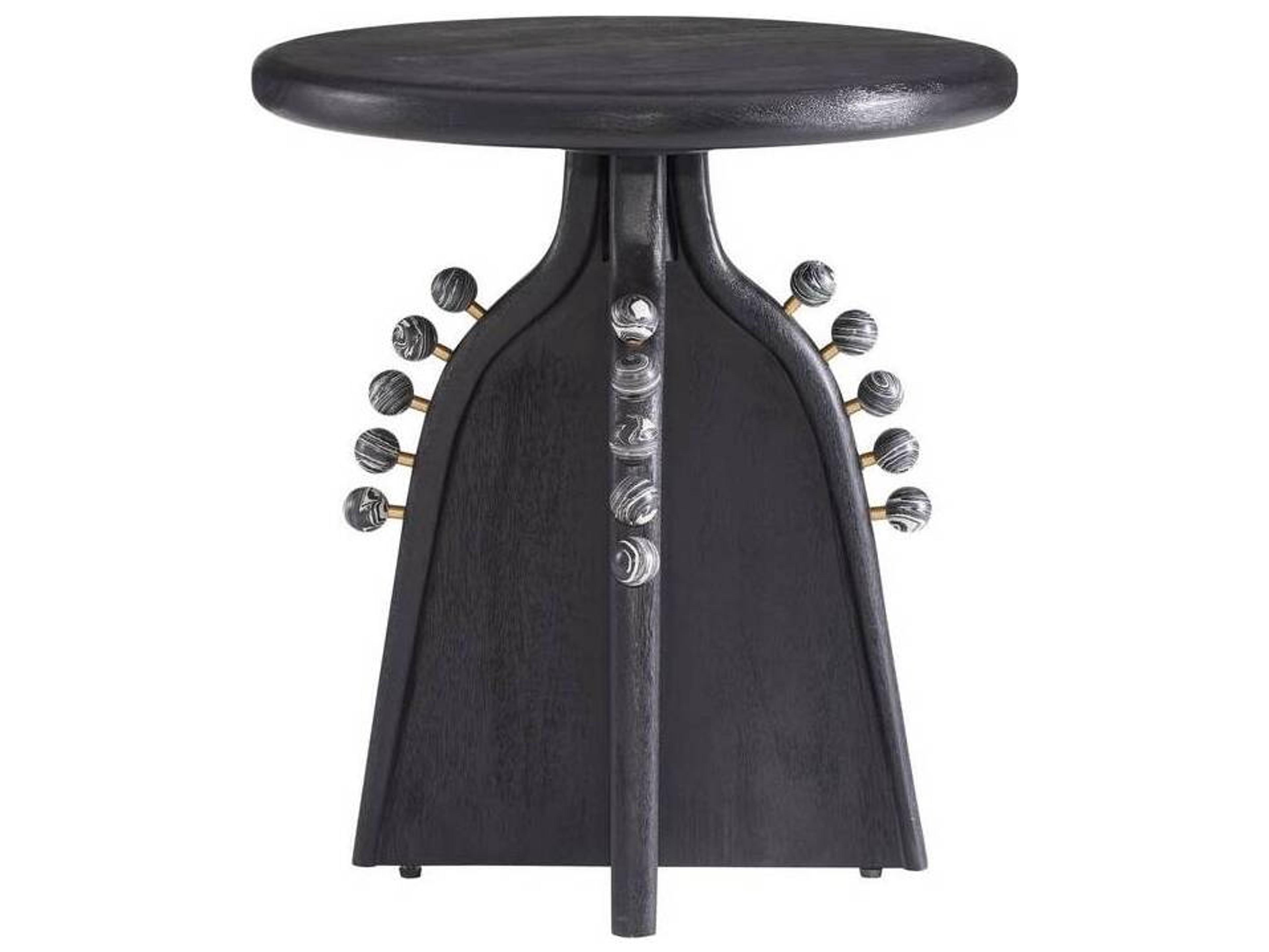 Arteriors Home Round Wood Ebony Venus Guillermo End Table