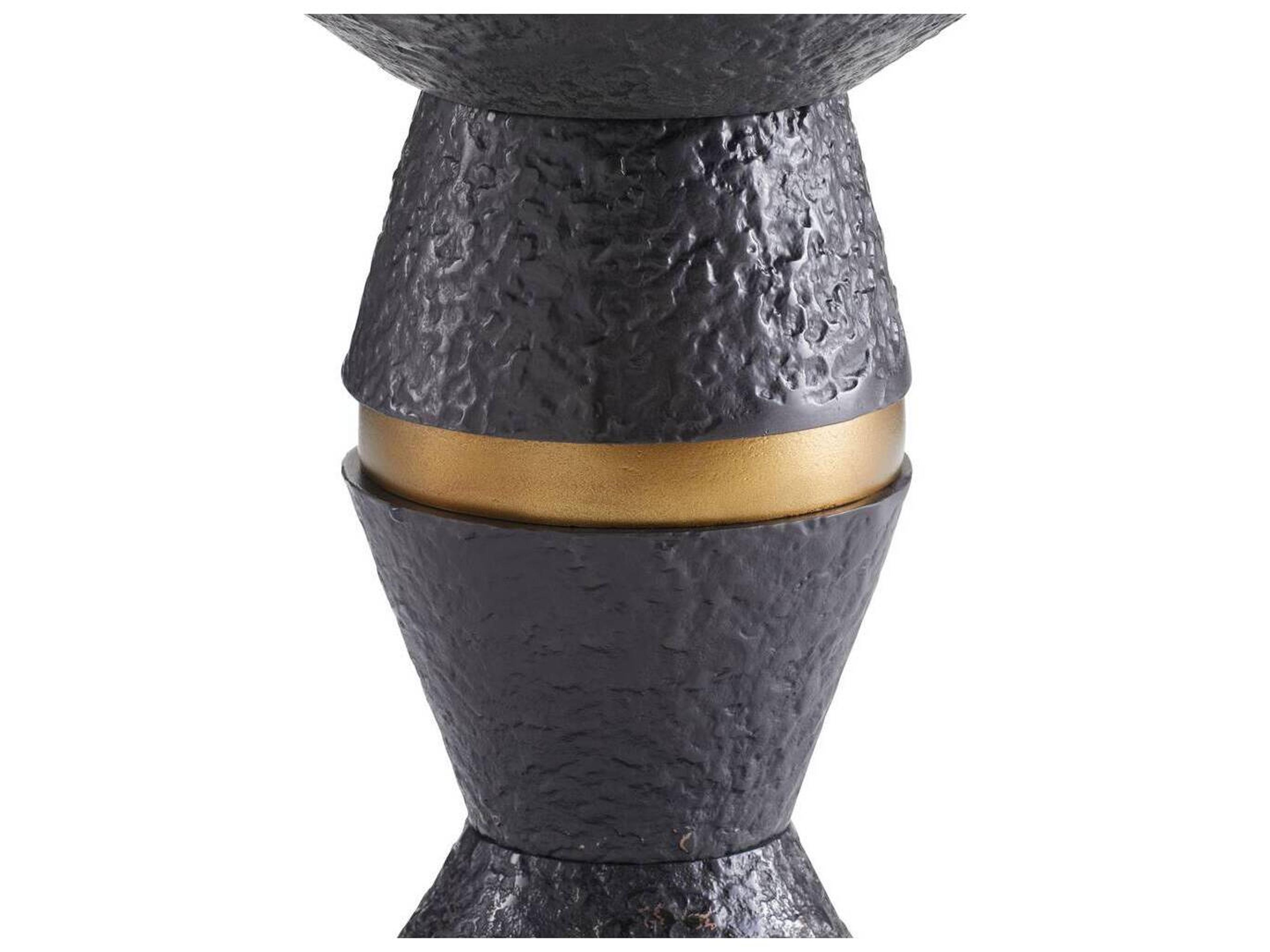 Arteriors Home Round Metal Blackened Bronze Antique Brass Floyd End Table