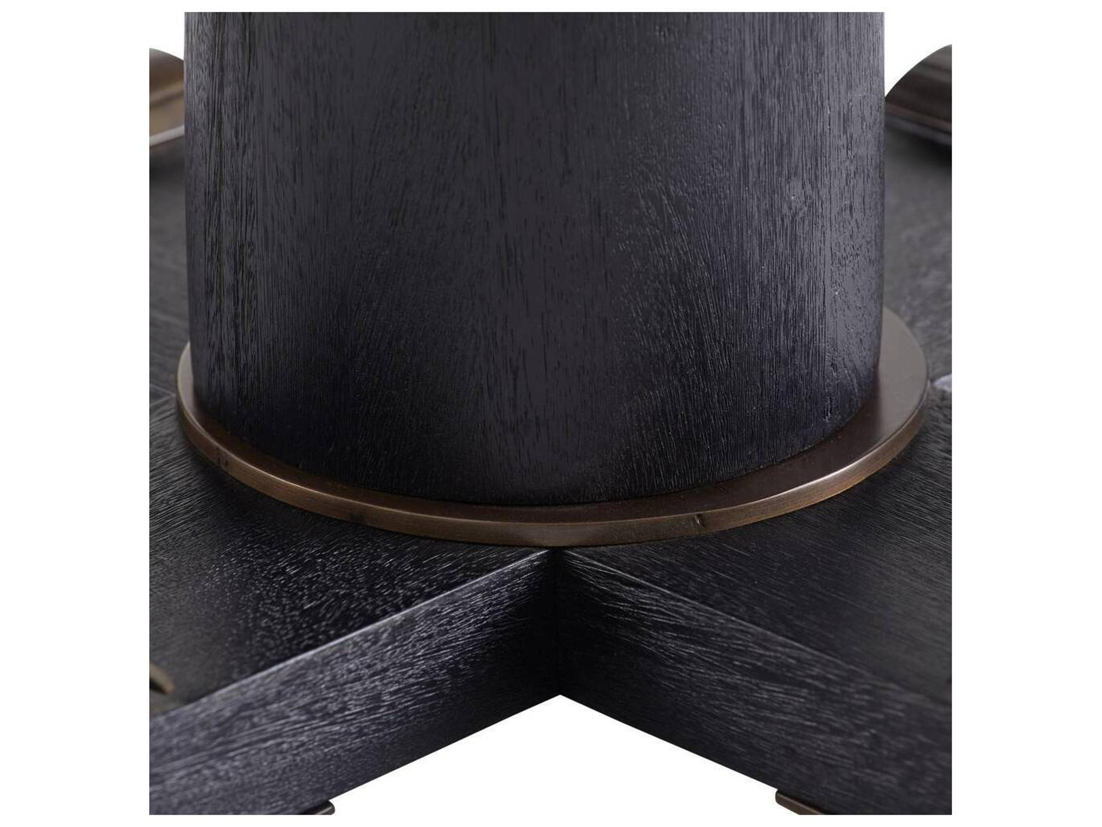 Arteriors Home Round Wood Ebony Bronze Hurst End Table