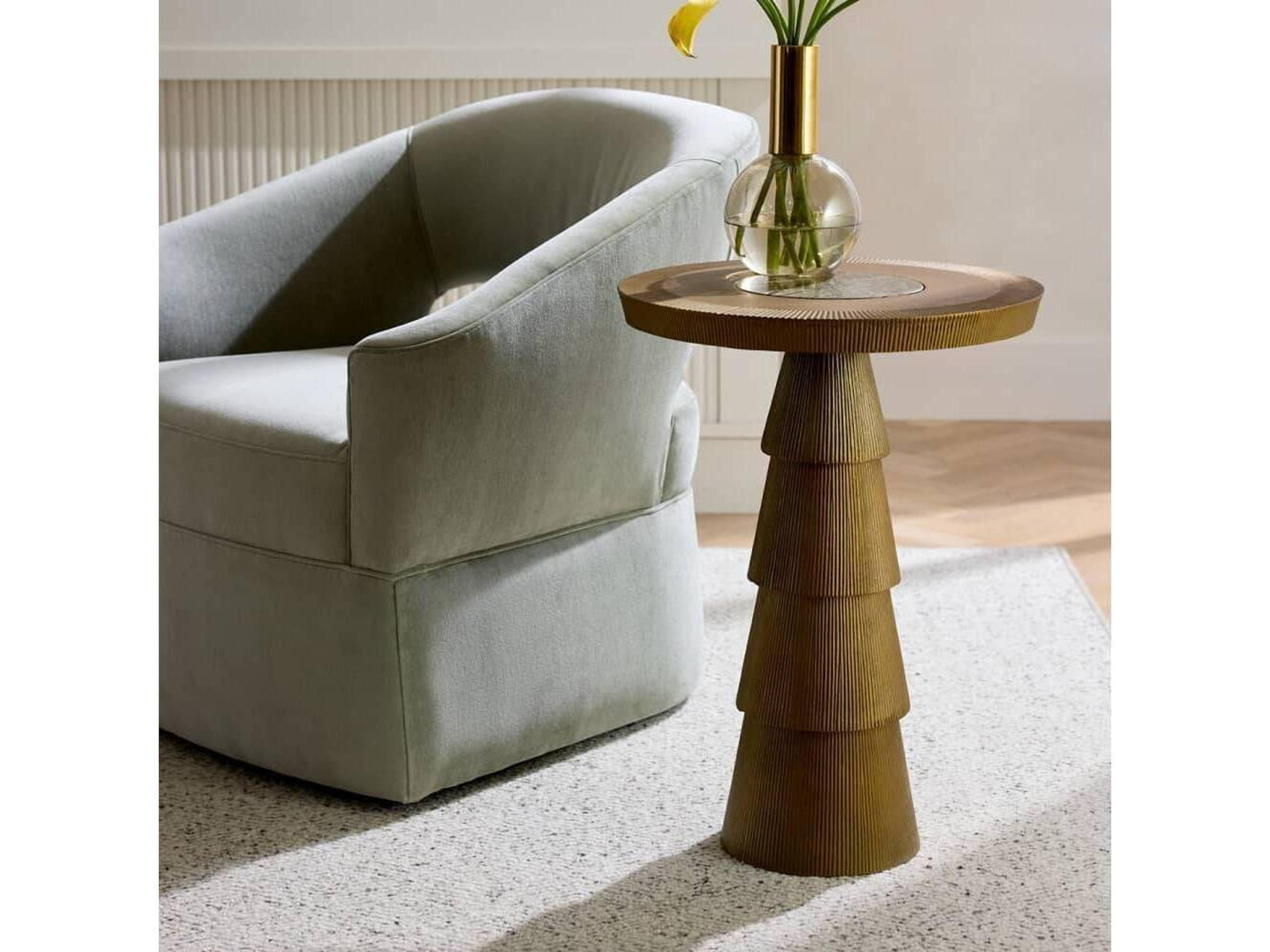 Arteriors Home Round Marble Antique Brass End Table