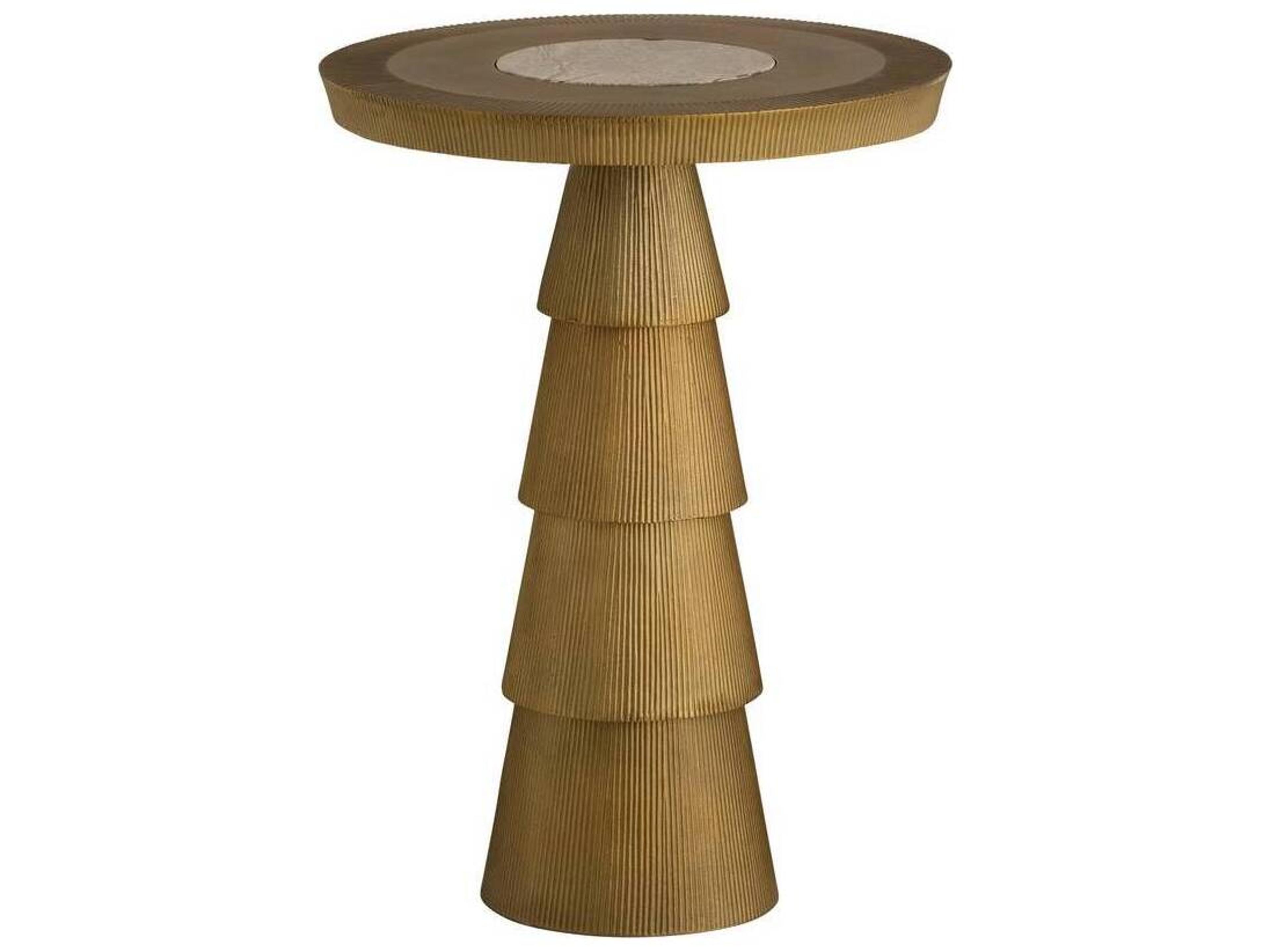 Round Marble Antique Brass End Table