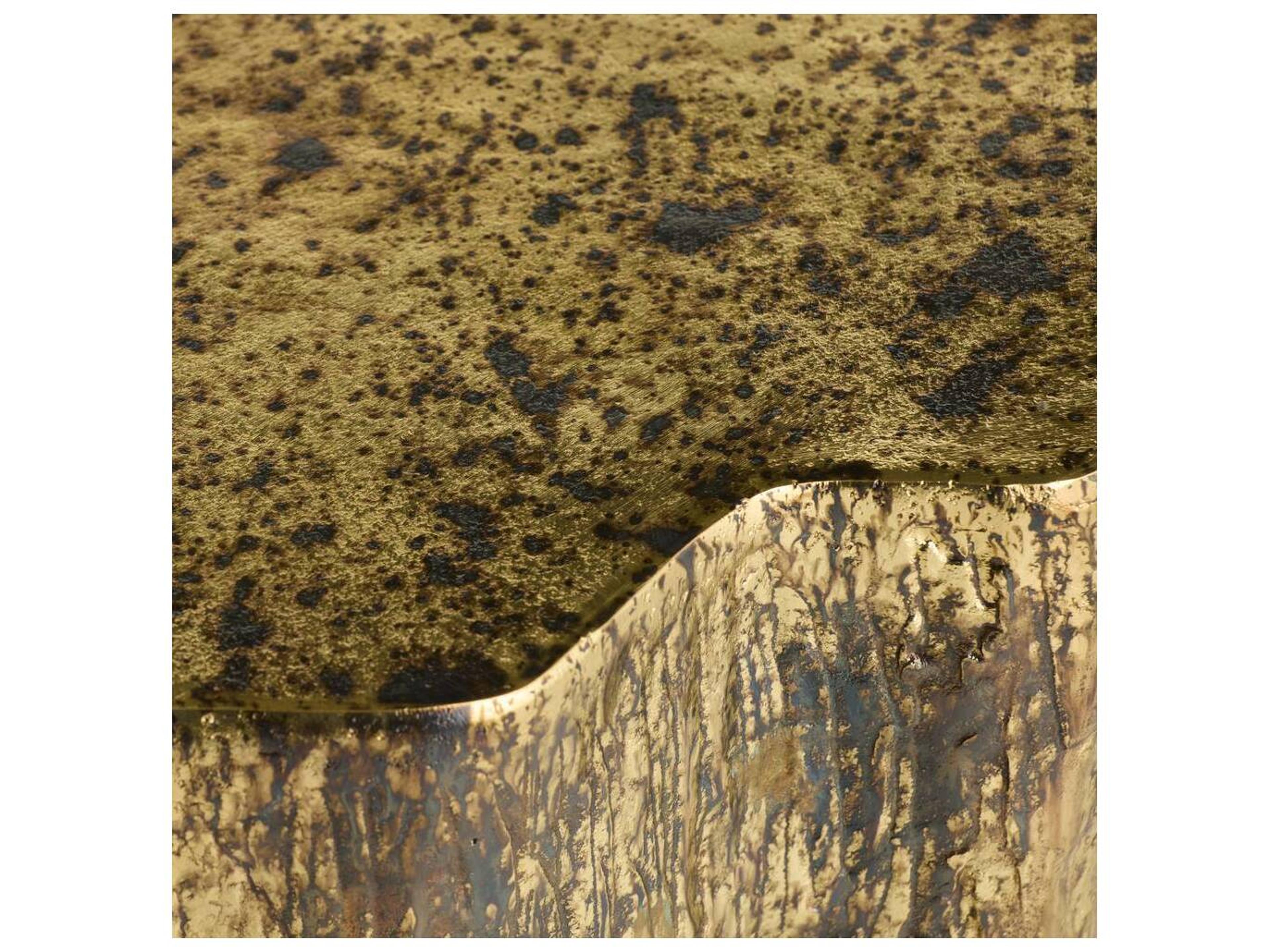 Arteriors Home Round Metal Distressed Antique Brass End Table