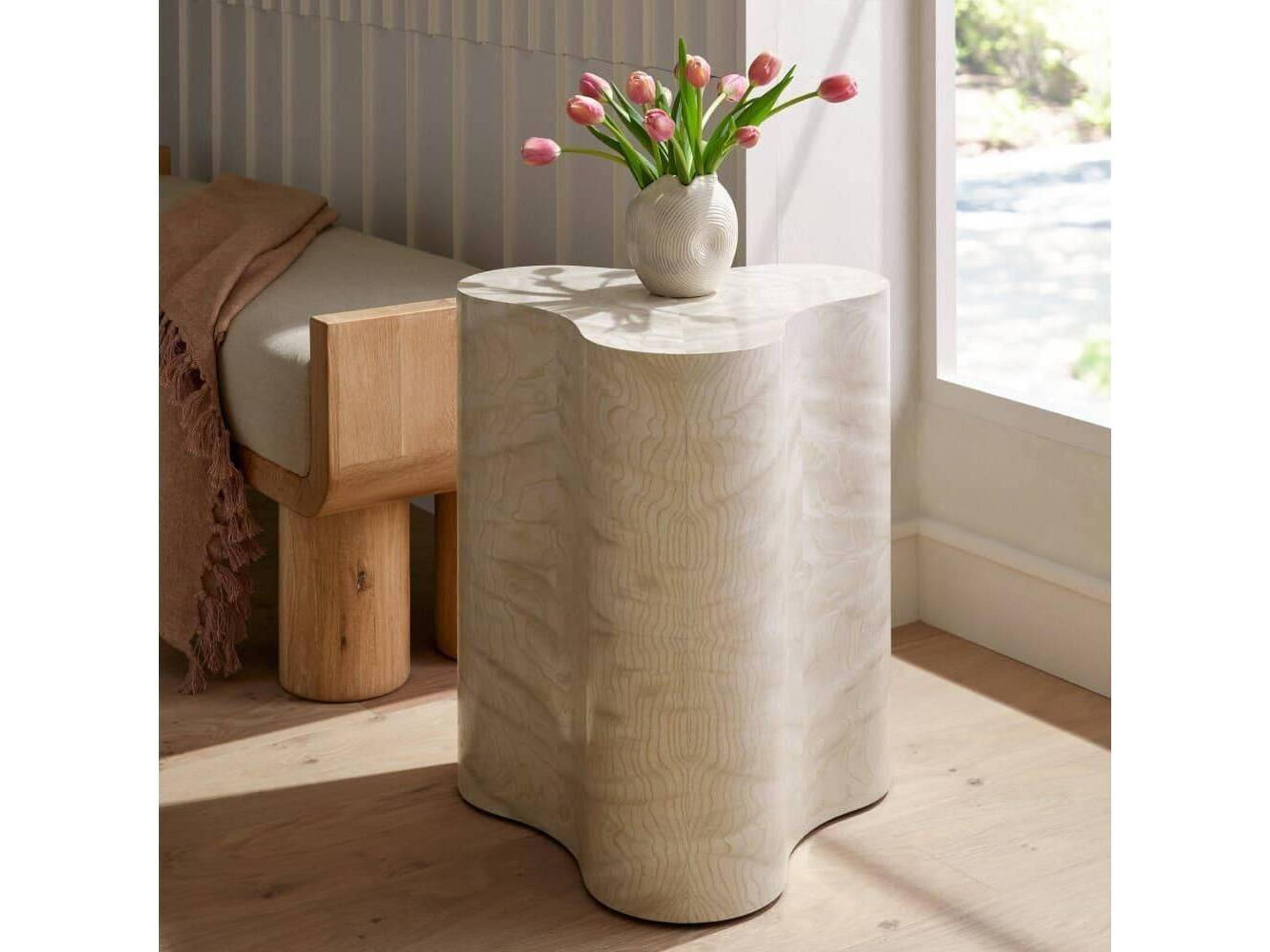 Jojo Accent Table Light Beige Burl Modern