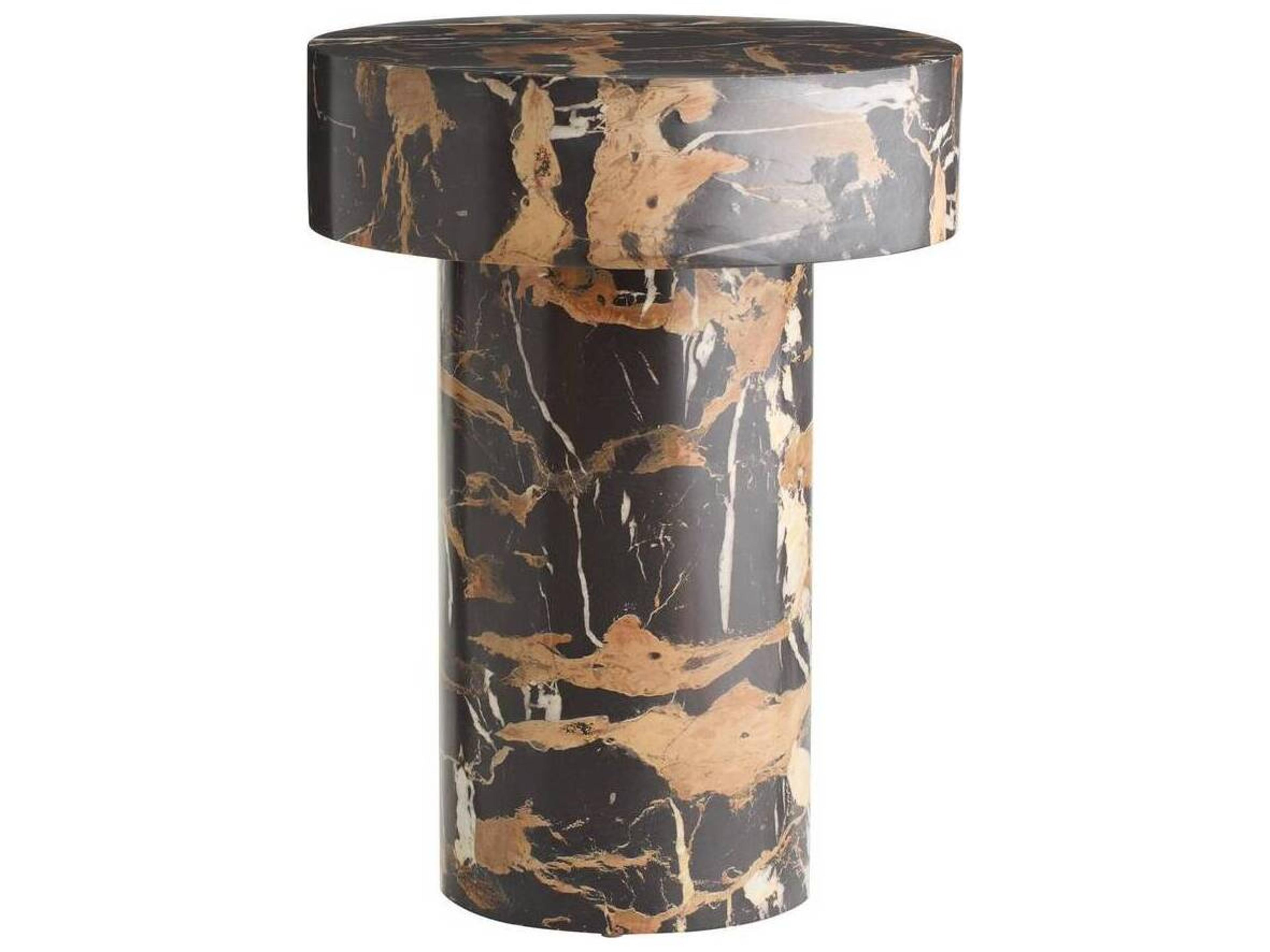 Arteriors Home Kopi Round Concrete Espresso & White Dark Toffee End Table