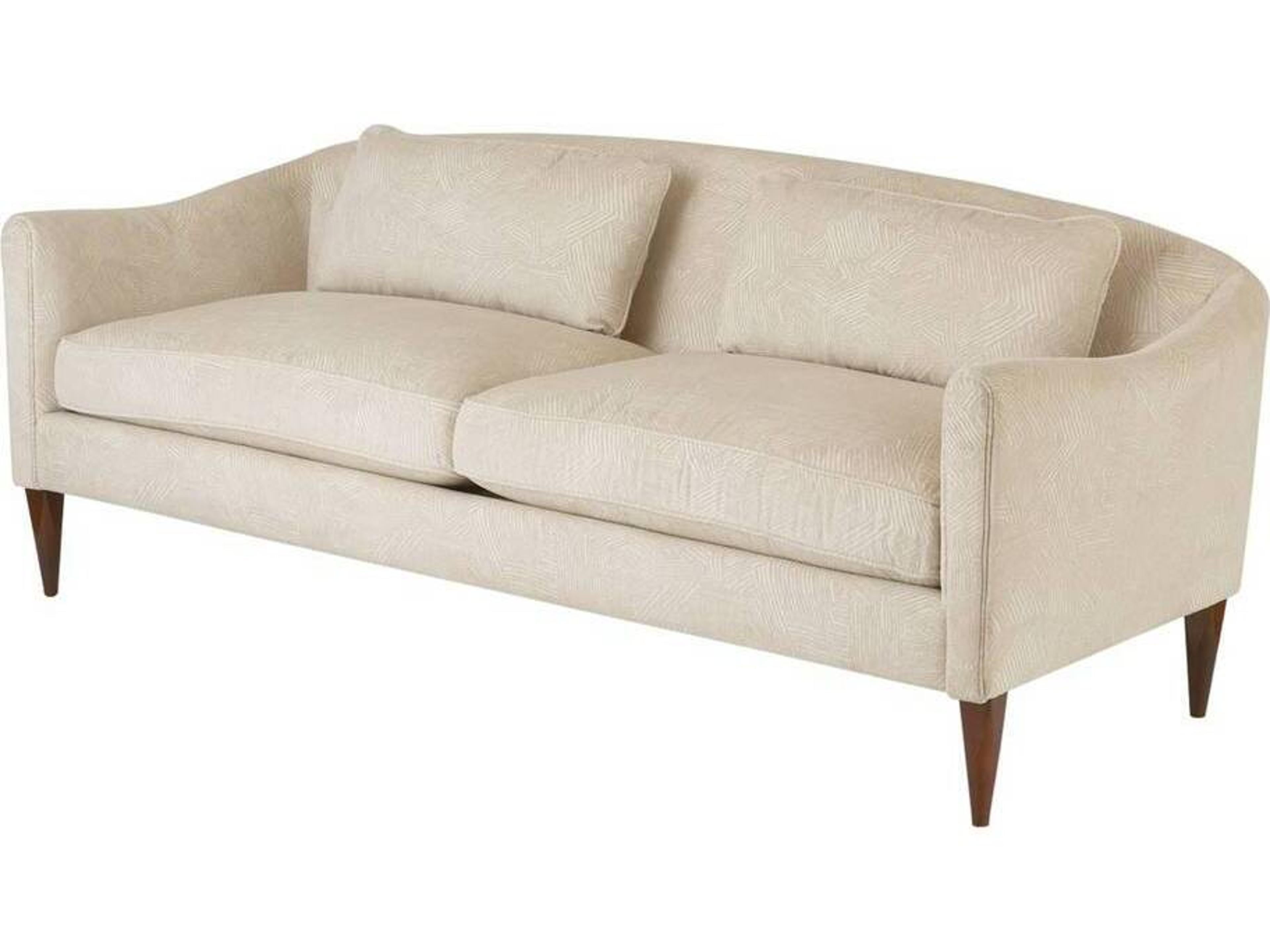 Arteriors Home Vincent Textured Ivory Dark Walnut Beige Upholstered Sofa