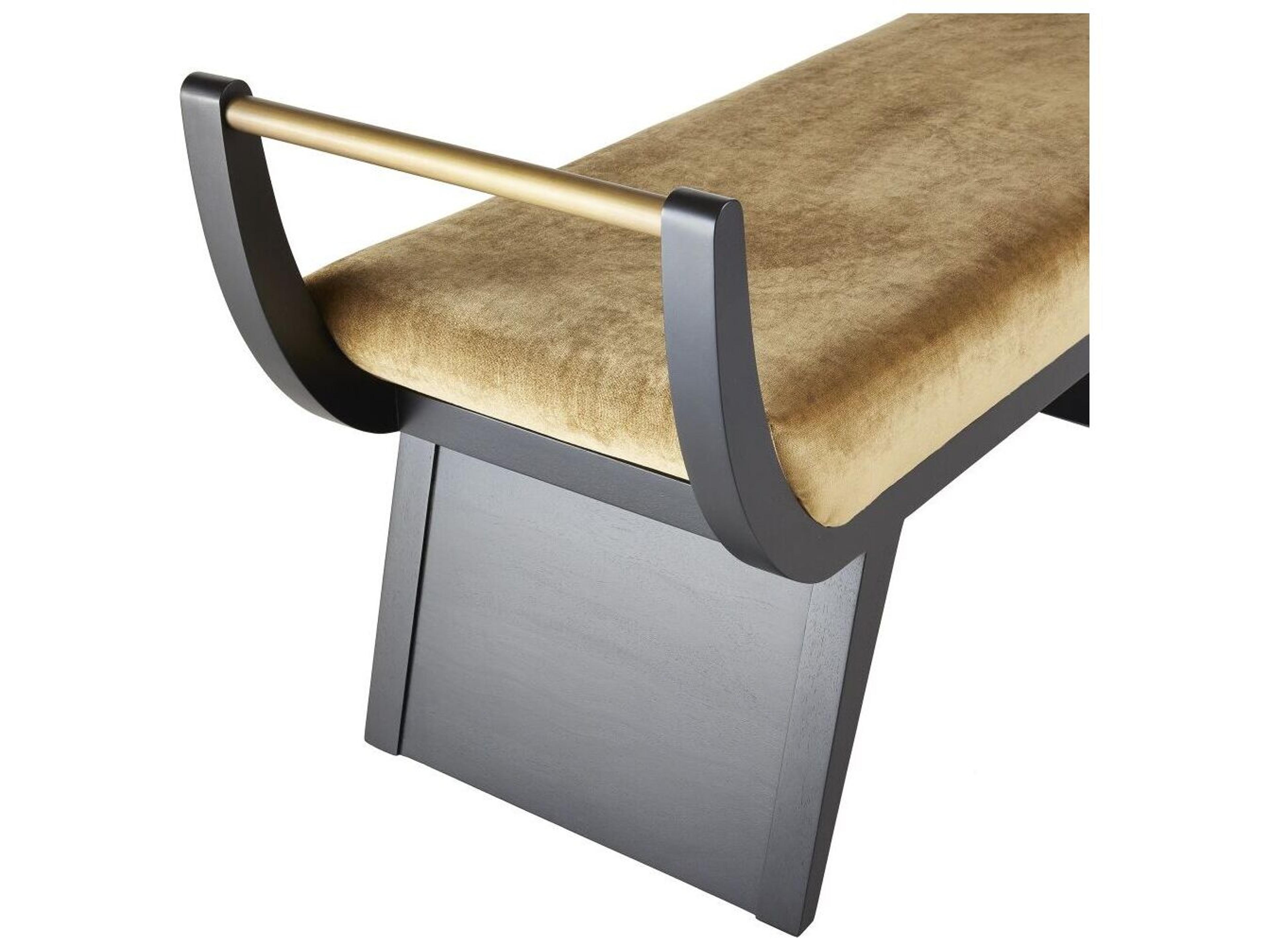 Arteriors Home Winston Harvest Ebony Black Velvet Upholstered Accent Bench