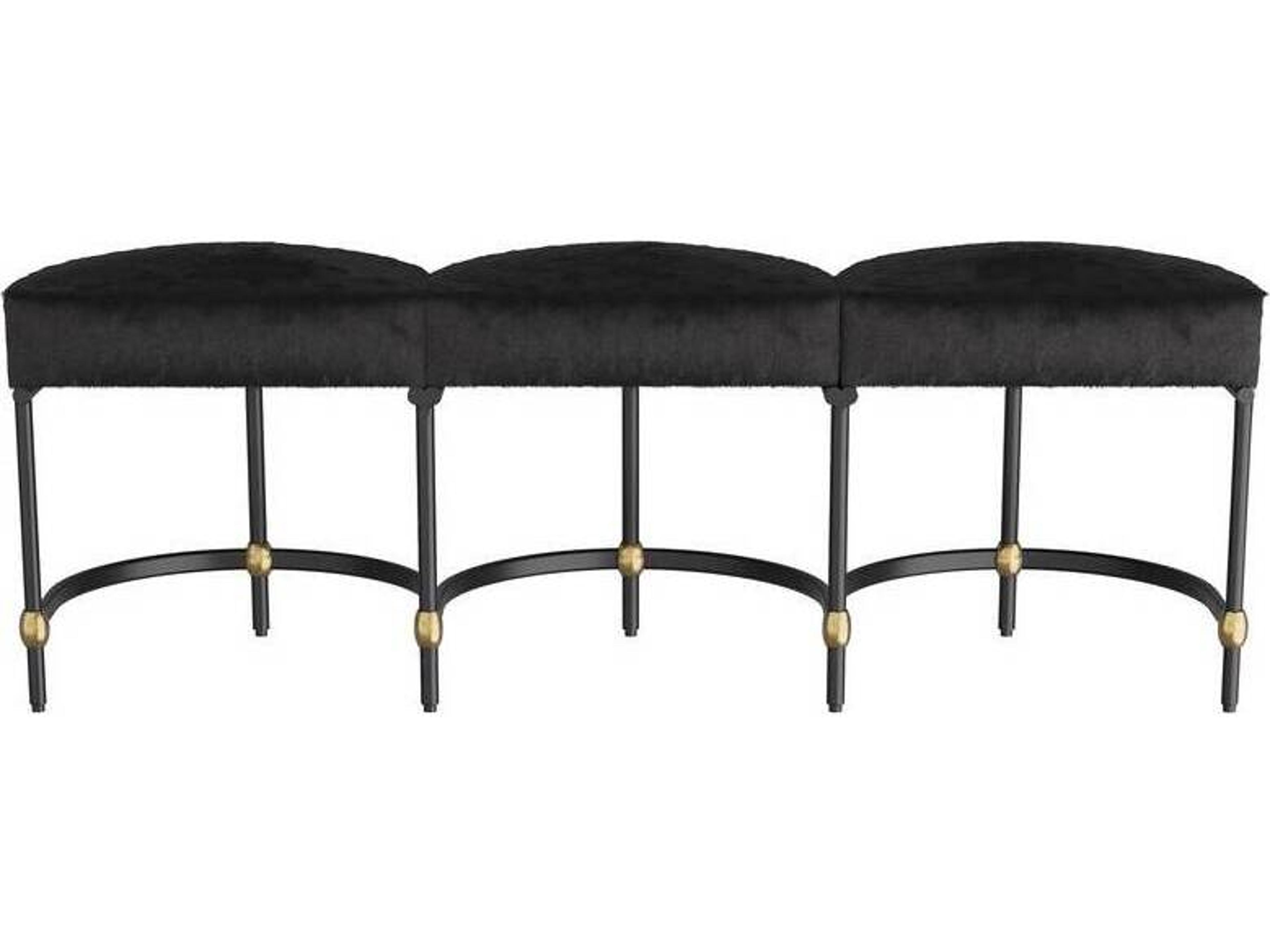 Blaire Bench Art Deco Black Hide