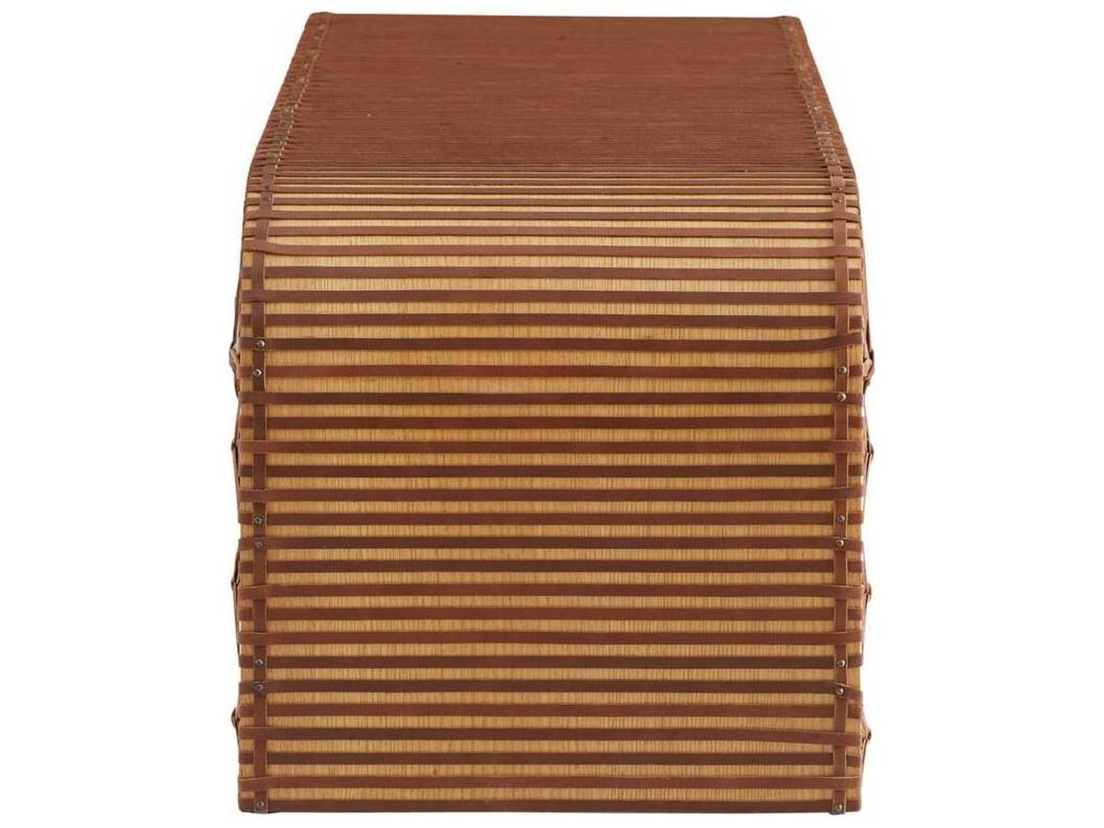 Arteriors Home Hutchins Deep Russet Natural Oak Leather Accent Bench